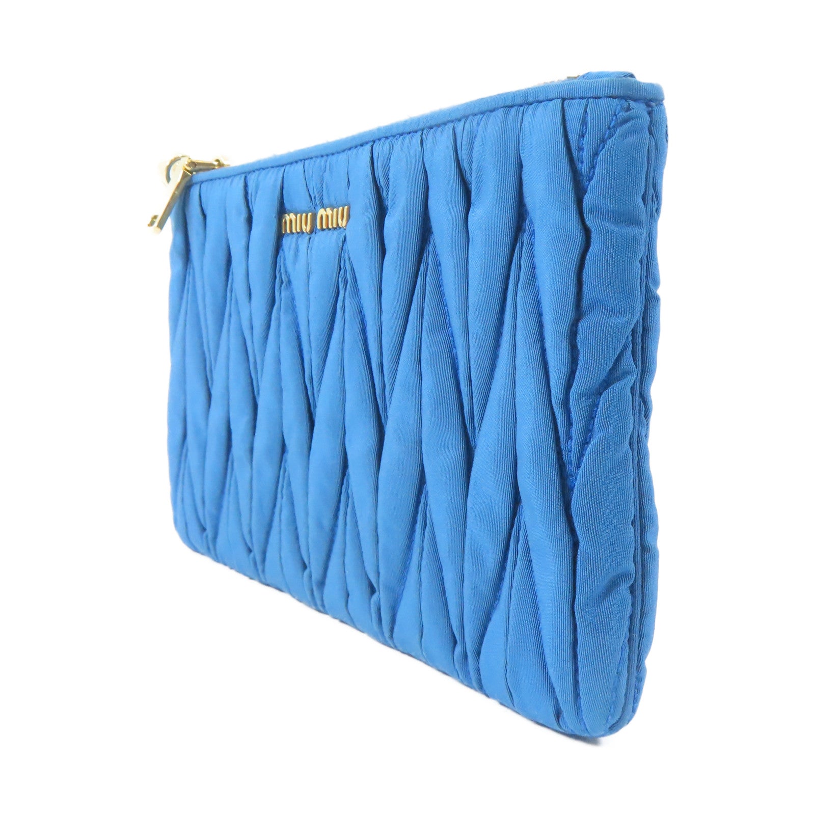Miu Miu 帆布Pouch金扣手拿包藍色