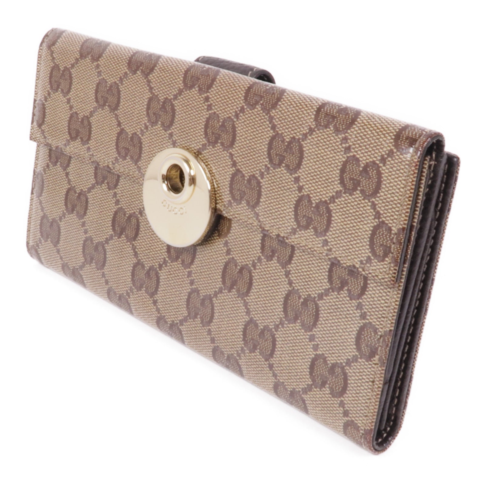 GUCCI 塗層帆布Long Wallet金扣長錢包
