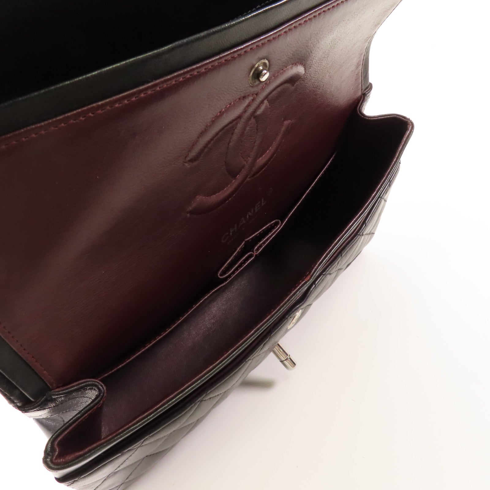 CHANEL CC SHW Classic 25 Chain Shoulder Bag Lambskin Leather A01112 Black