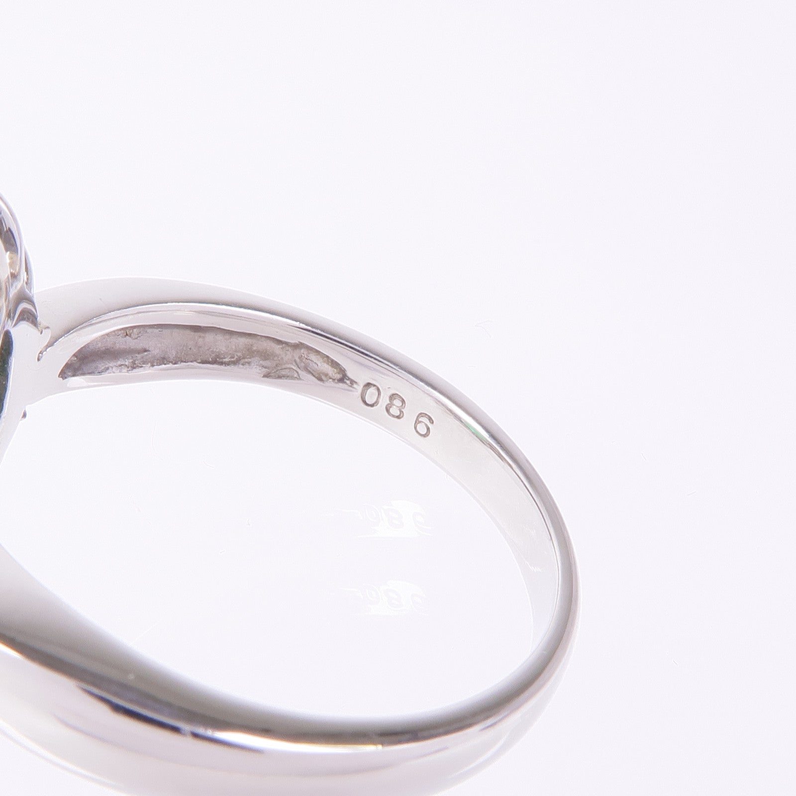 JEWELRY PT900鉑金Emerald Diamond Ring綠寶石/鑽石戒指US#7