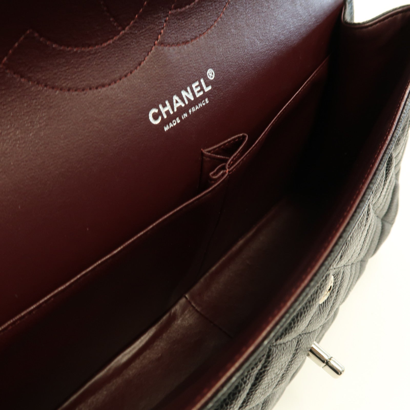 CHANEL Quilted CC SHW Classic Jumbo Chain Shoulder Bag A58600 Calfskin Black