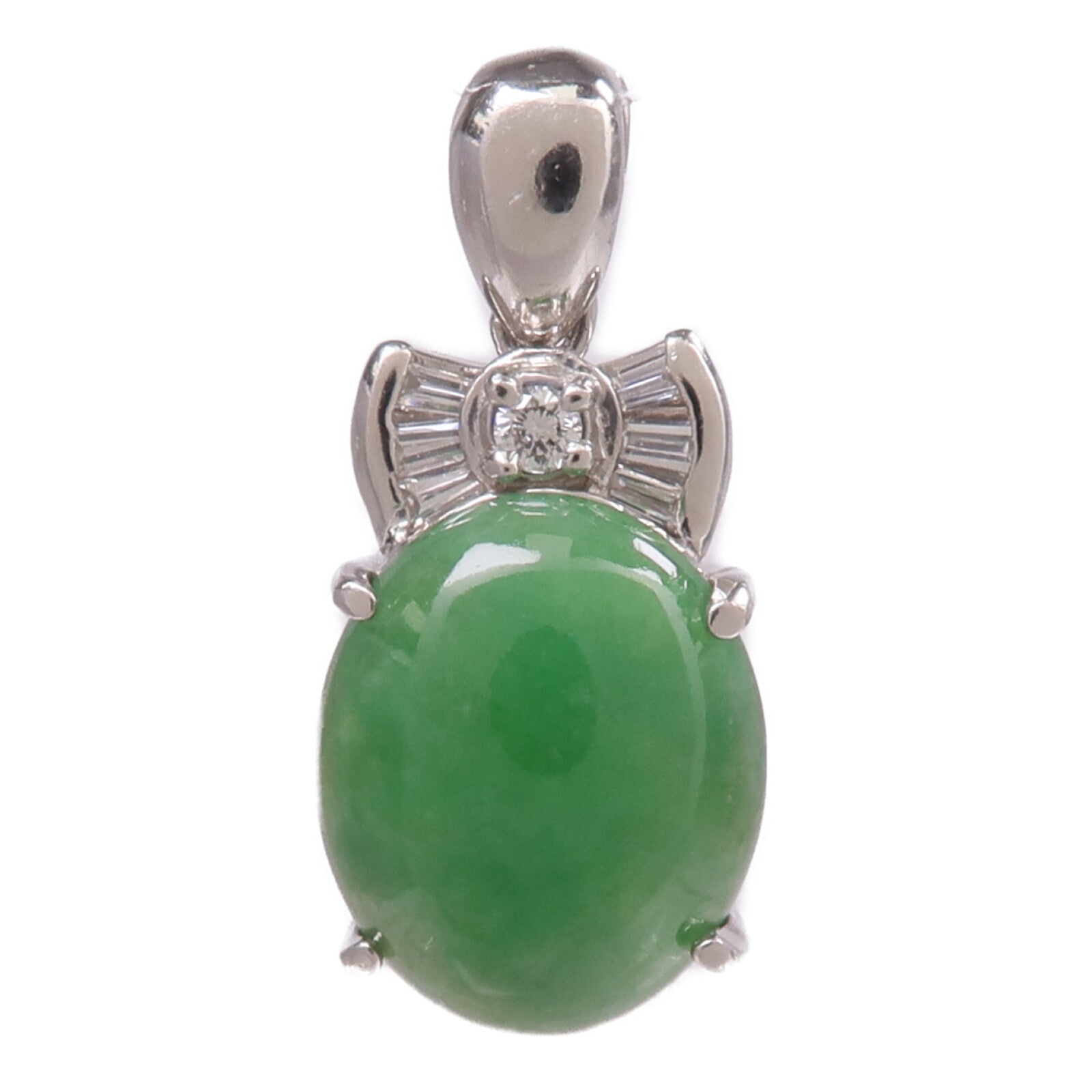 JEWELRY 【激減優惠】PT900鉑金Jade Diamond Pendant Top翡翠/鑽石吊墜