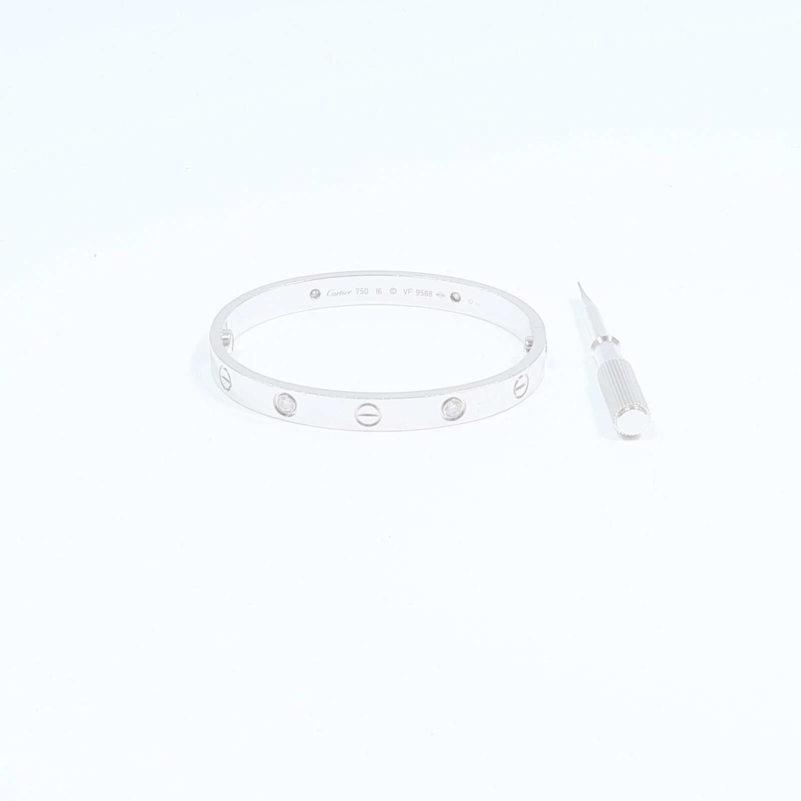 CARTIER 18K白金Love Bangle 4P Diamond鑽石手鐲