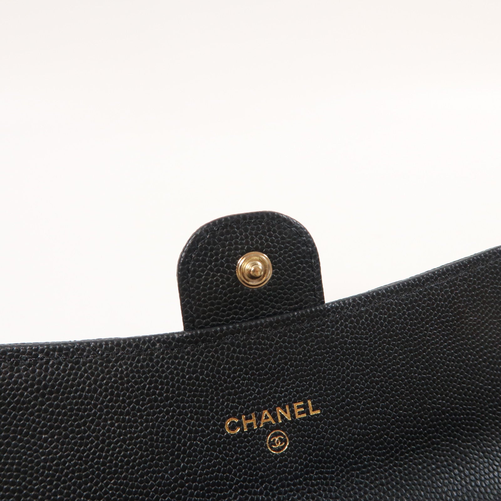 CHANEL 菱格Caviar皮革Long Wallet金扣長錢包黑色