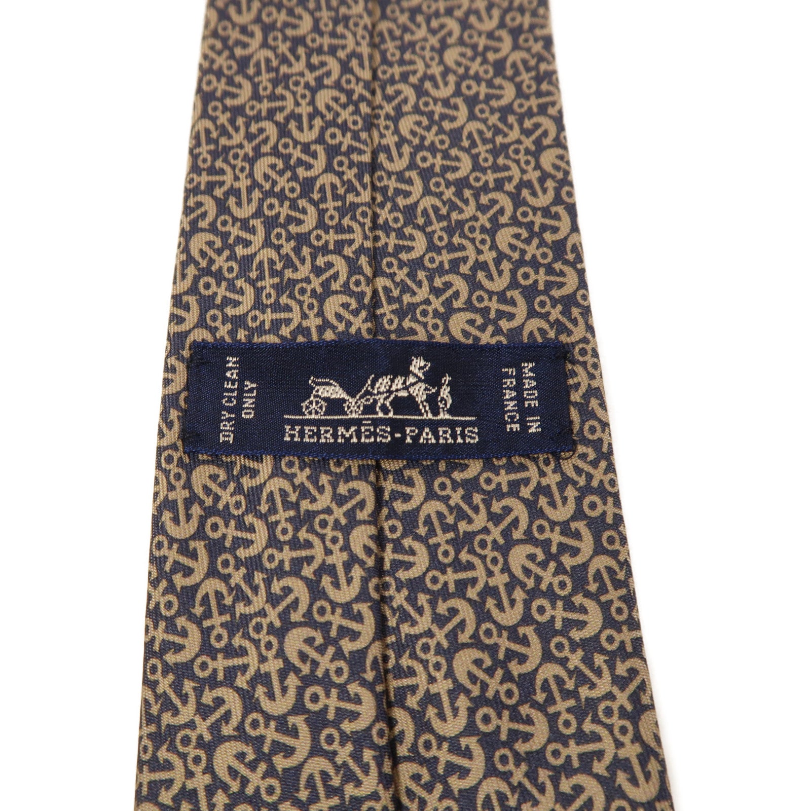 HERMES 絲質Necktie領帶藍色/米色