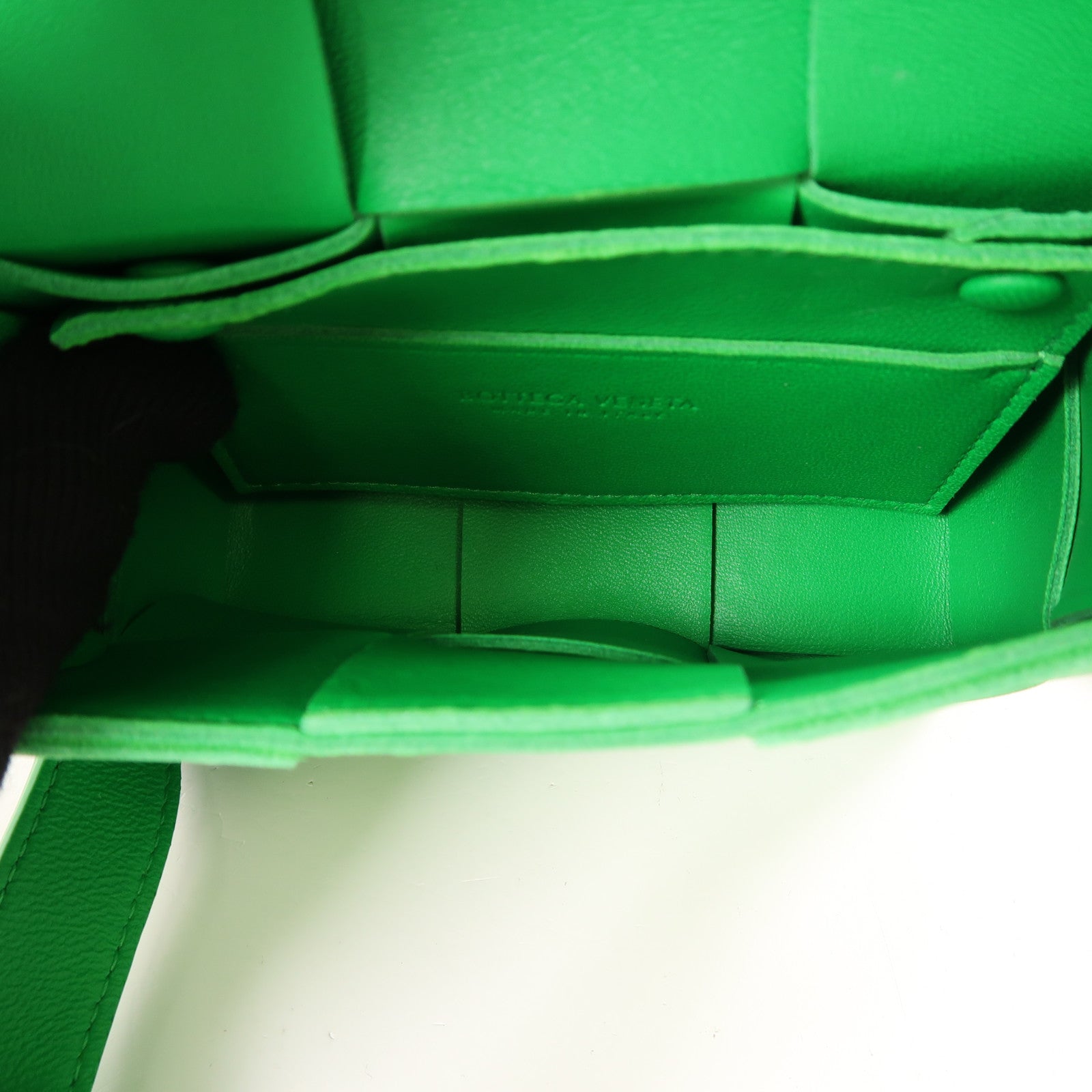 BOTTEGA VENETA BV GHW Mini Cassette Shoulder Bag Calfskin Leather Green