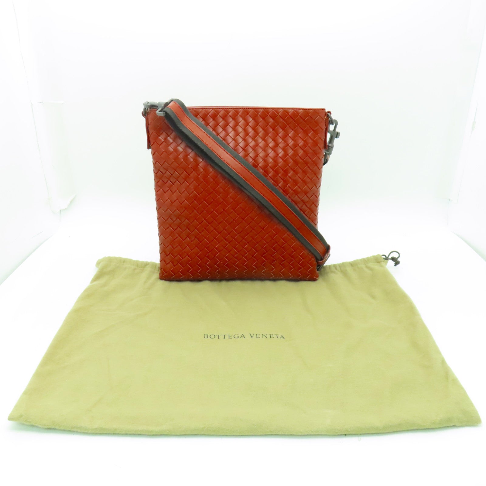 BOTTEGA VENETA 【激減優惠】織紋皮革Cross Carry Bag肩背袋紅色