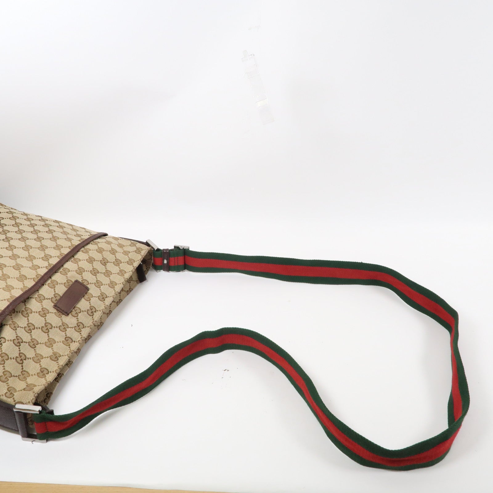 GUCCI 帆布Shoulder Bag銀扣肩背袋啡色