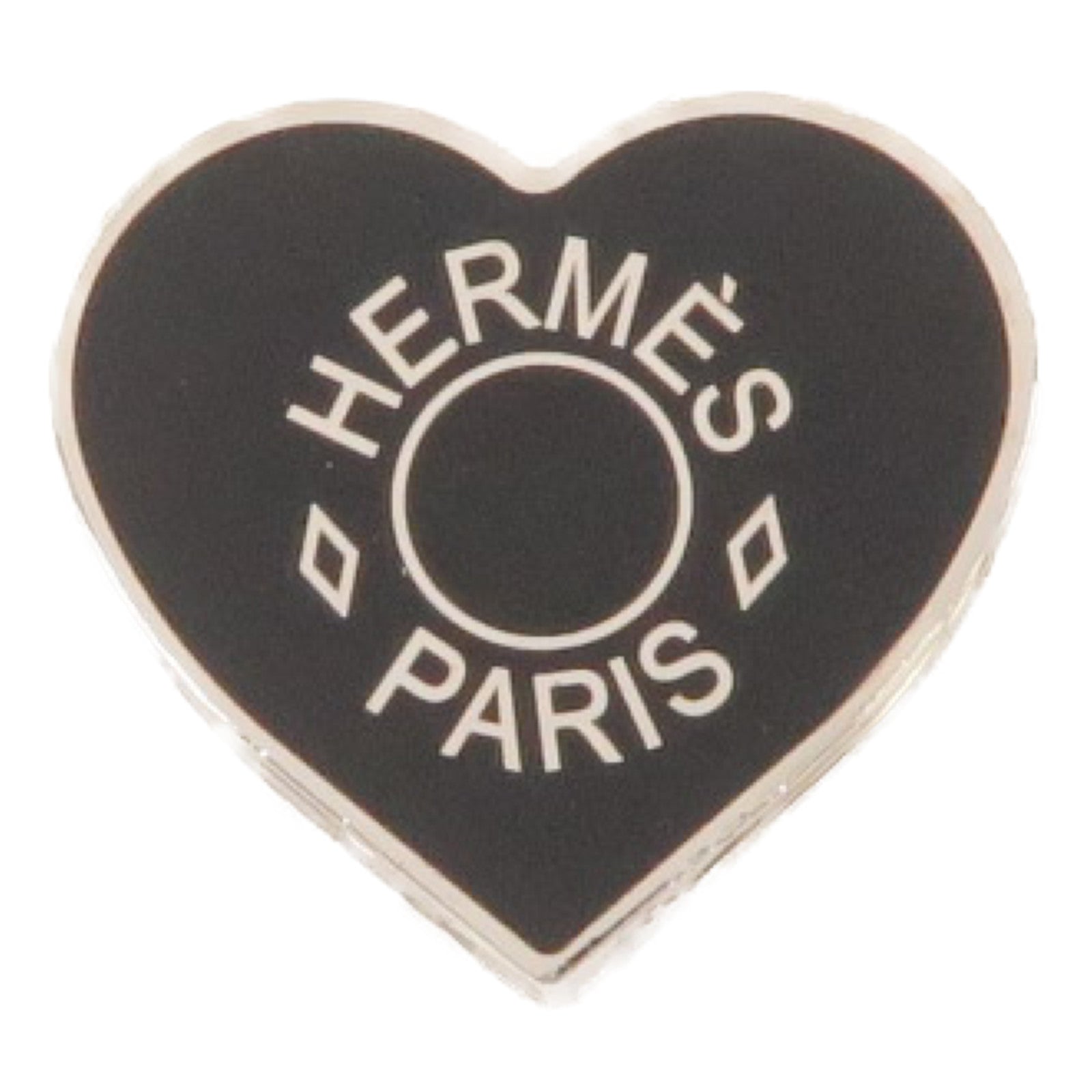 HERMES 金屬Heart Scarf Ring絲巾扣黑色/銀色
