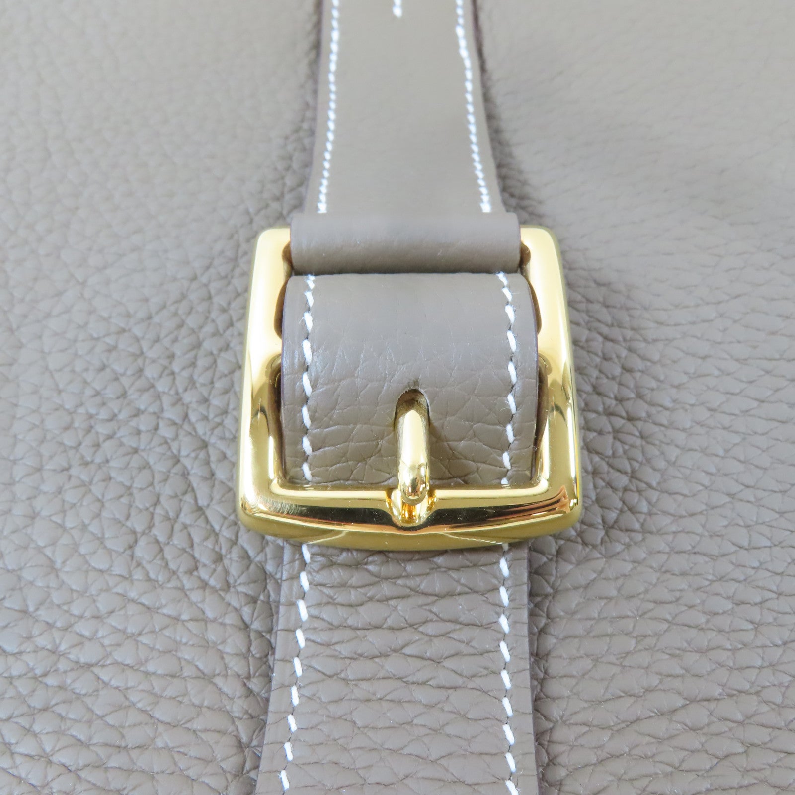 HERMES Clemence皮革Halzan 31金扣手挽肩背兩用袋Etoupe/大象灰色