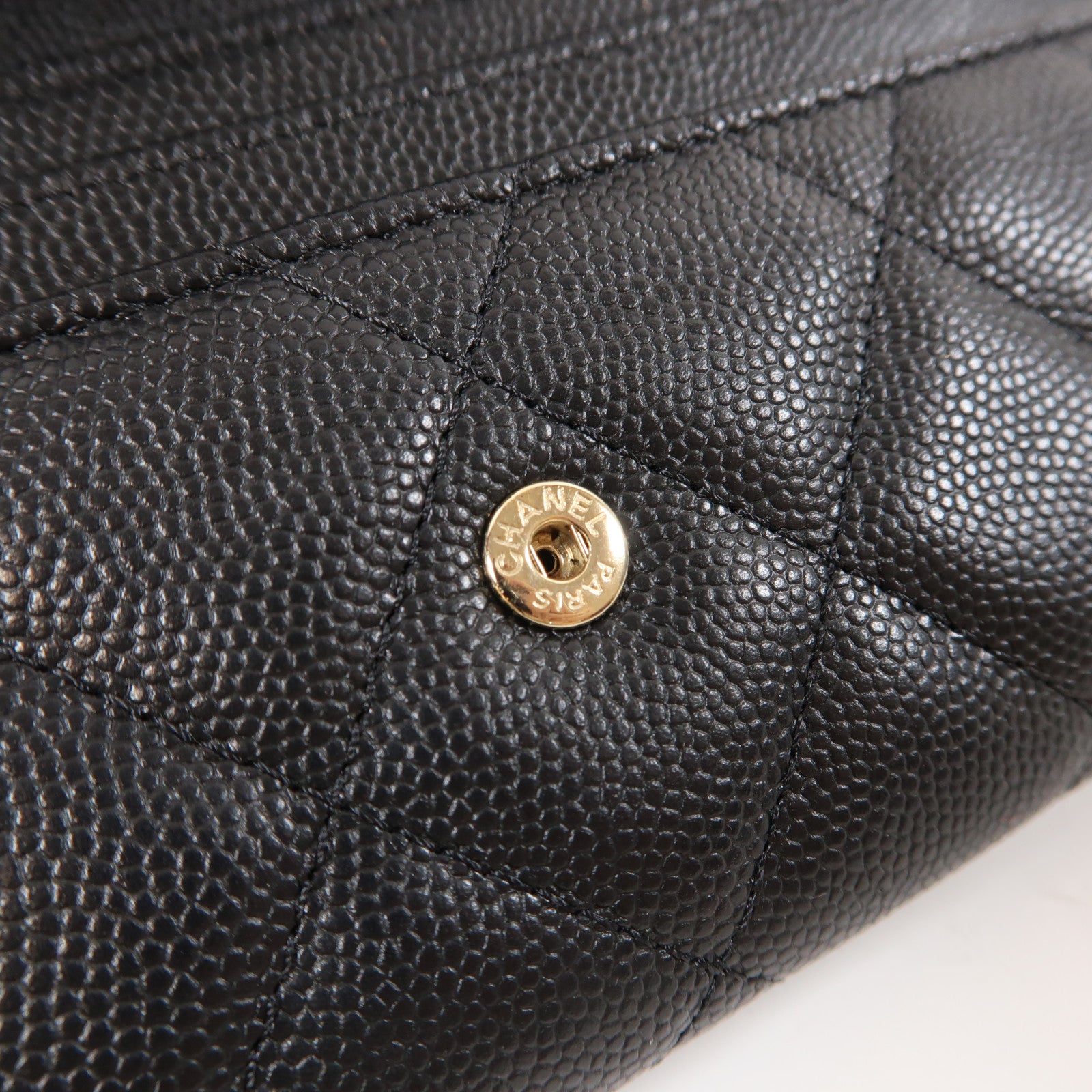 CHANEL 菱格Caviar皮革Long Wallet金扣長錢包黑色