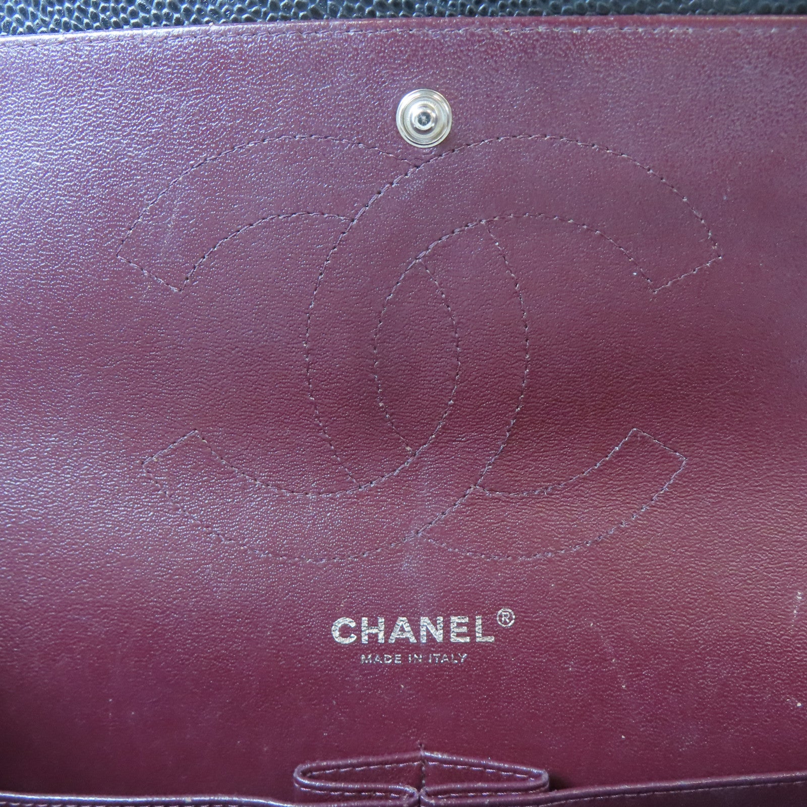 CHANEL 菱格牛皮皮革Jumbo Double Flap Classic Bag銀扣鏈帶肩背袋黑色