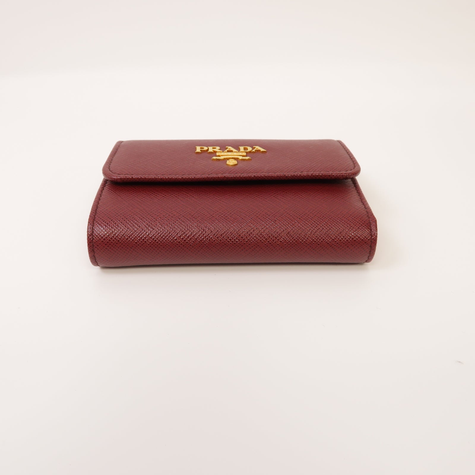 PRADA 牛皮皮革Wallet金扣錢包紅色