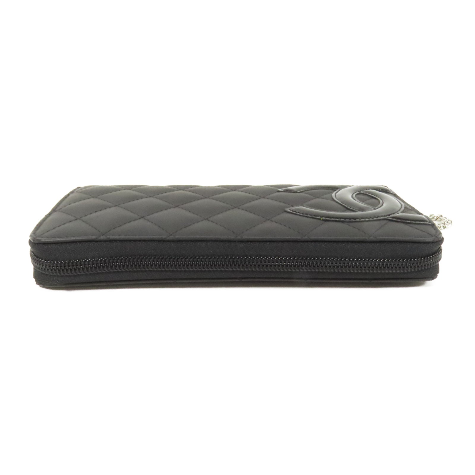 CHANEL 牛皮皮革Cambon銀扣長錢包