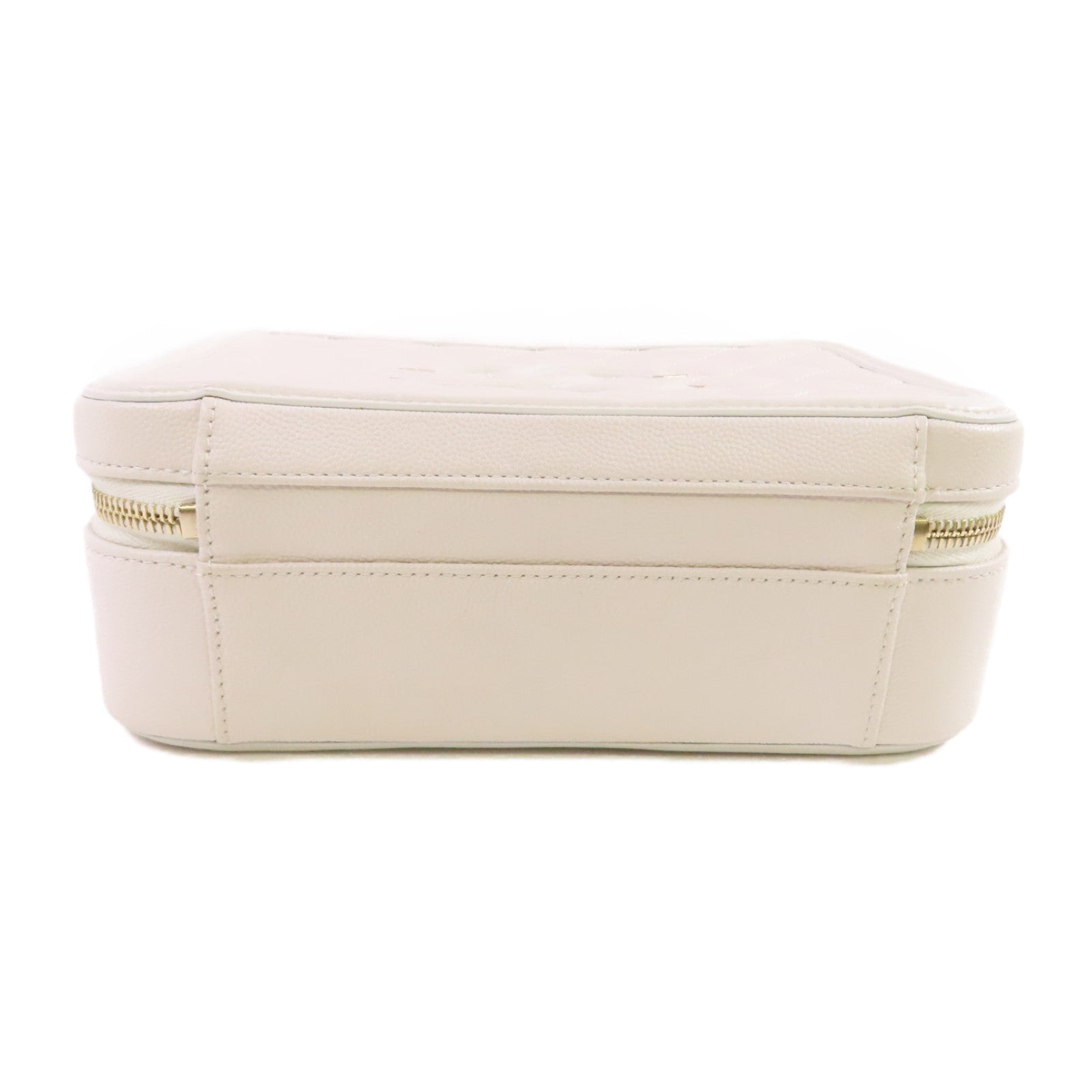 CHANEL 牛皮皮革Vanity Shoulder Bag金扣手挽肩背兩用袋白色