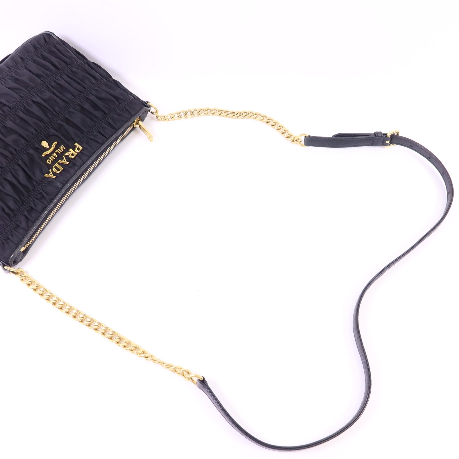 PRADA 尼龍Chain Shoulder Bag金扣鏈帶肩背袋