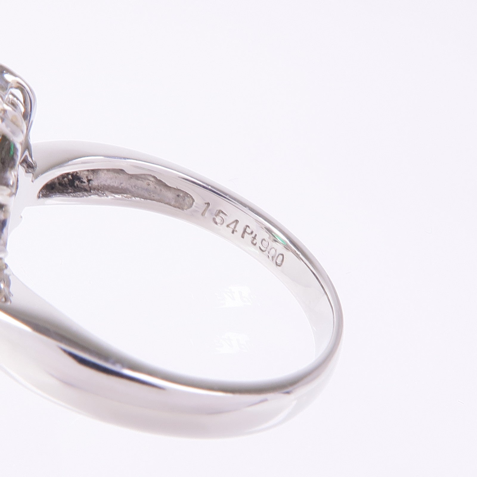 JEWELRY PT900鉑金Emerald Diamond Ring綠寶石/鑽石戒指US#7