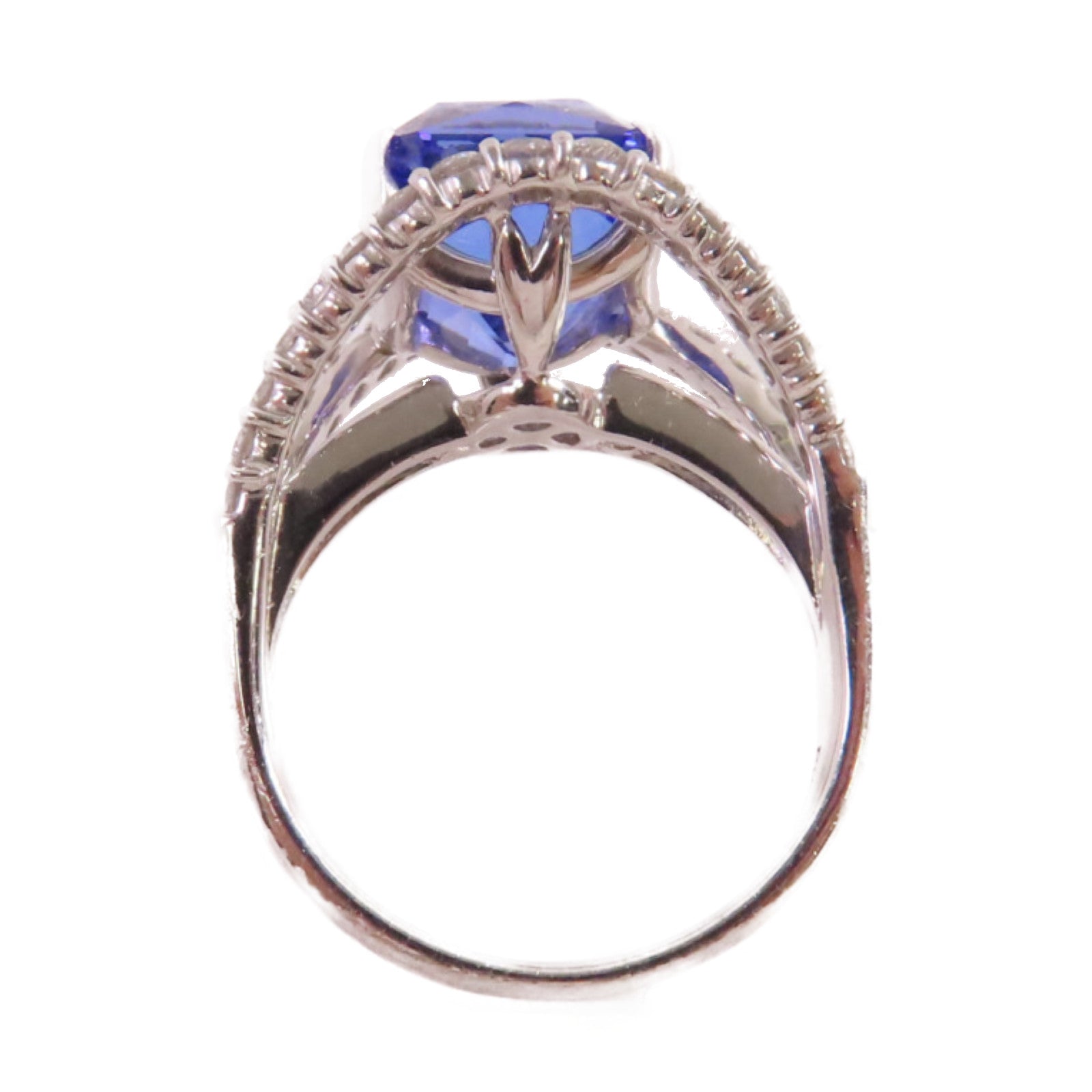 JEWELRY PT900鉑金/6.11ct坦桑石/0.67ct鑚石Tanzanite Diamond Ring戒指US#5.5