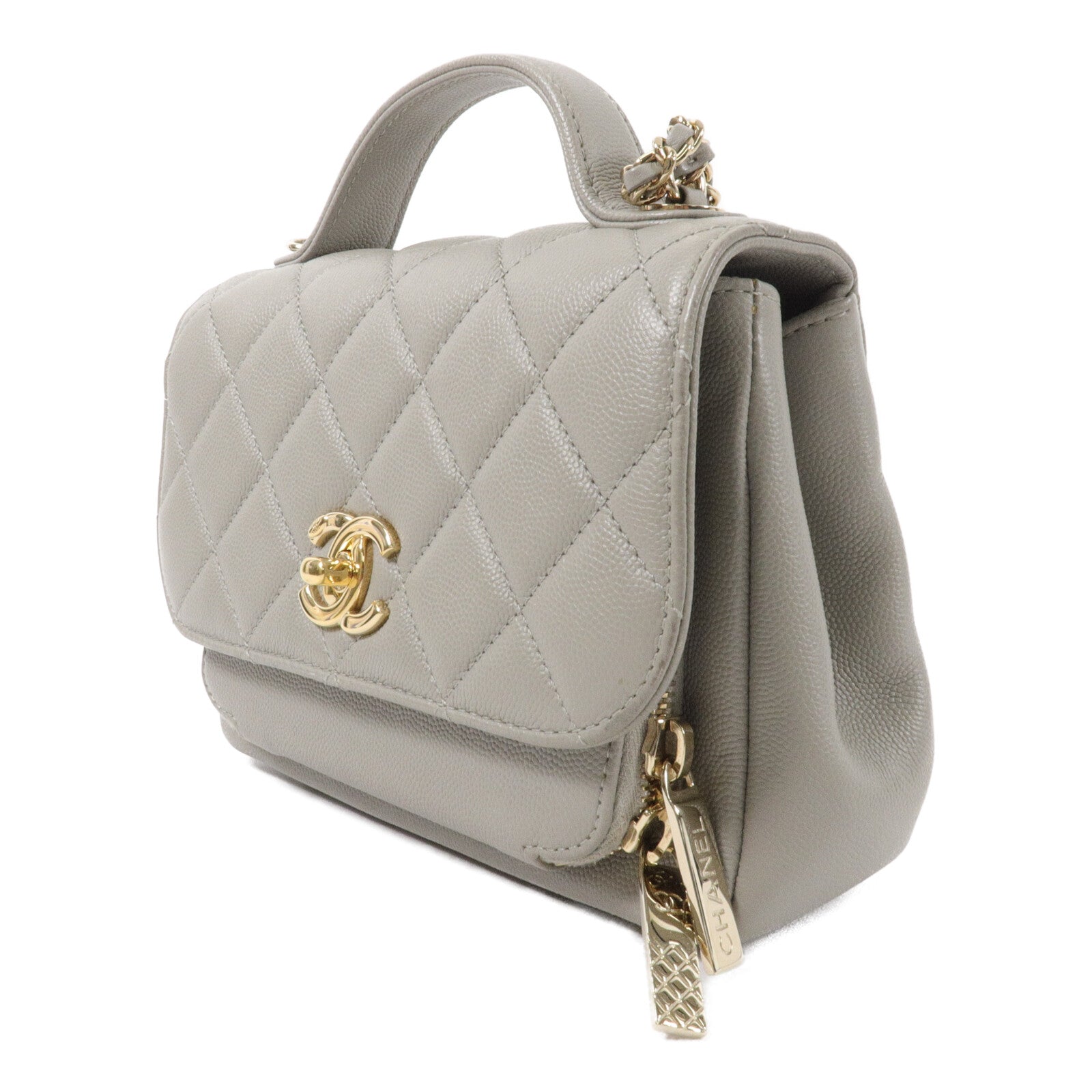 CHANEL 牛皮皮革Bussiness Affinity鏈帶手挽肩背兩用袋