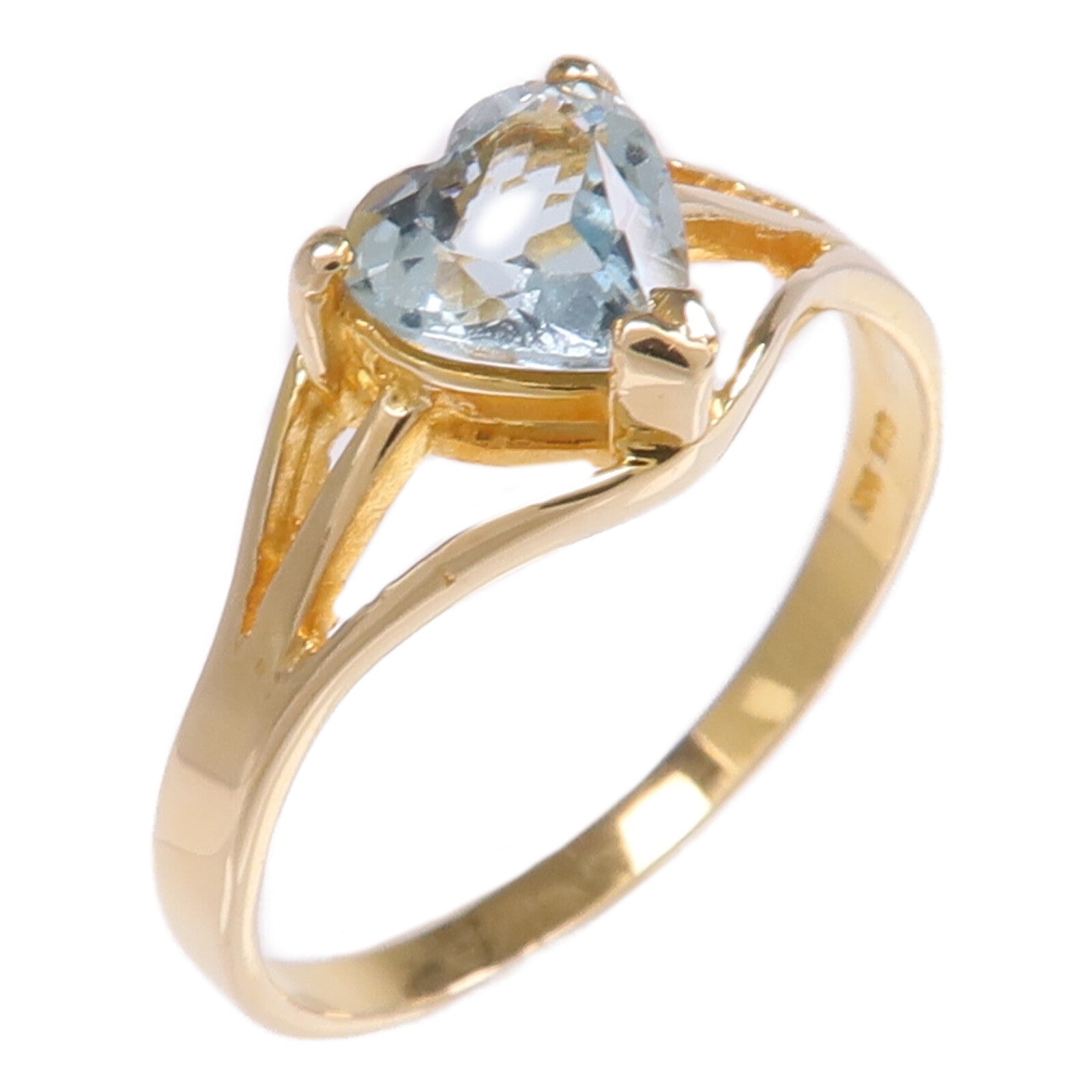 JEWELRY 【激減優惠】14K黃金Aquamarine Ring藍晶戒指US#6