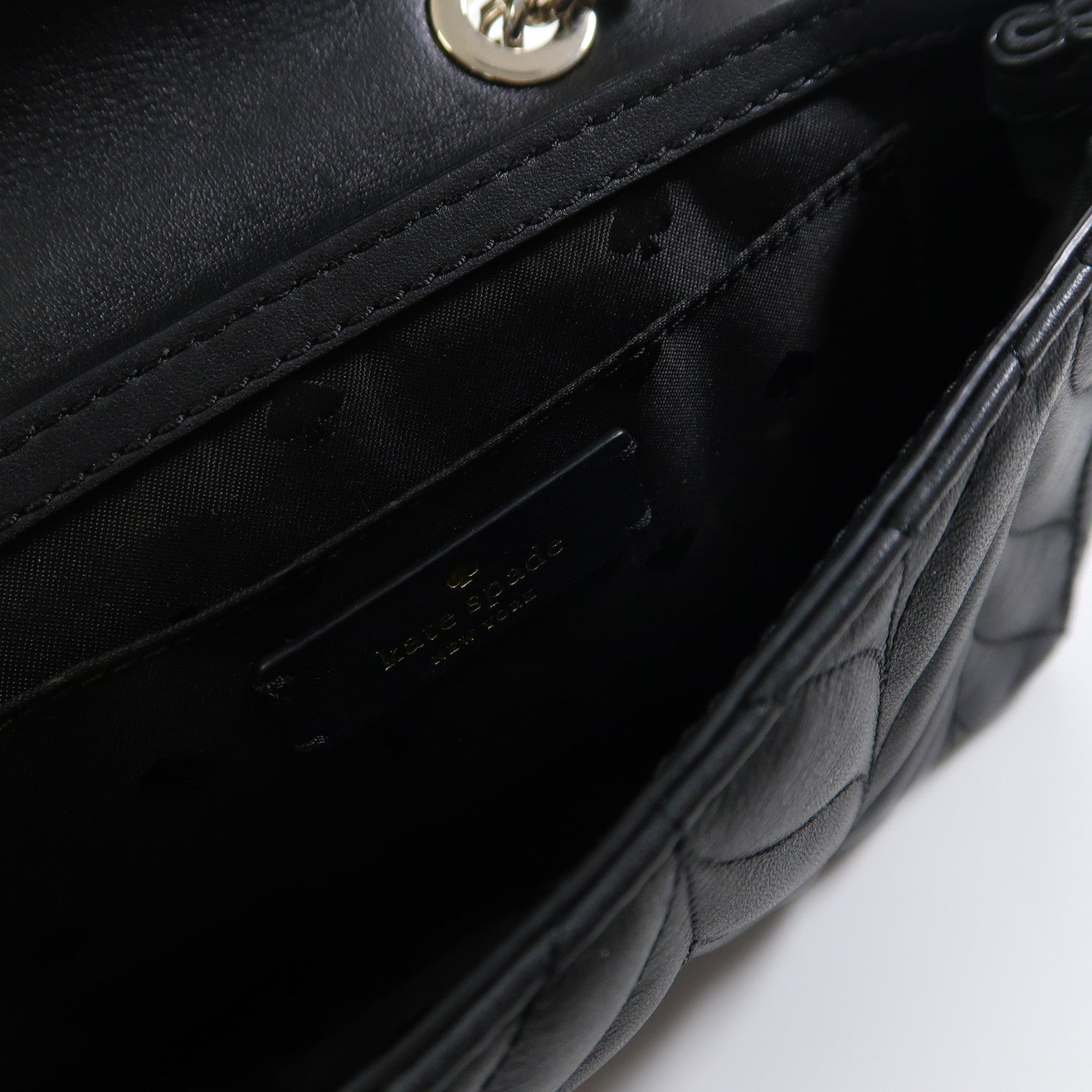 Kate Spade 牛皮皮革Briar Lane Quilted Mini Emelyn金扣鏈帶肩背袋黑色