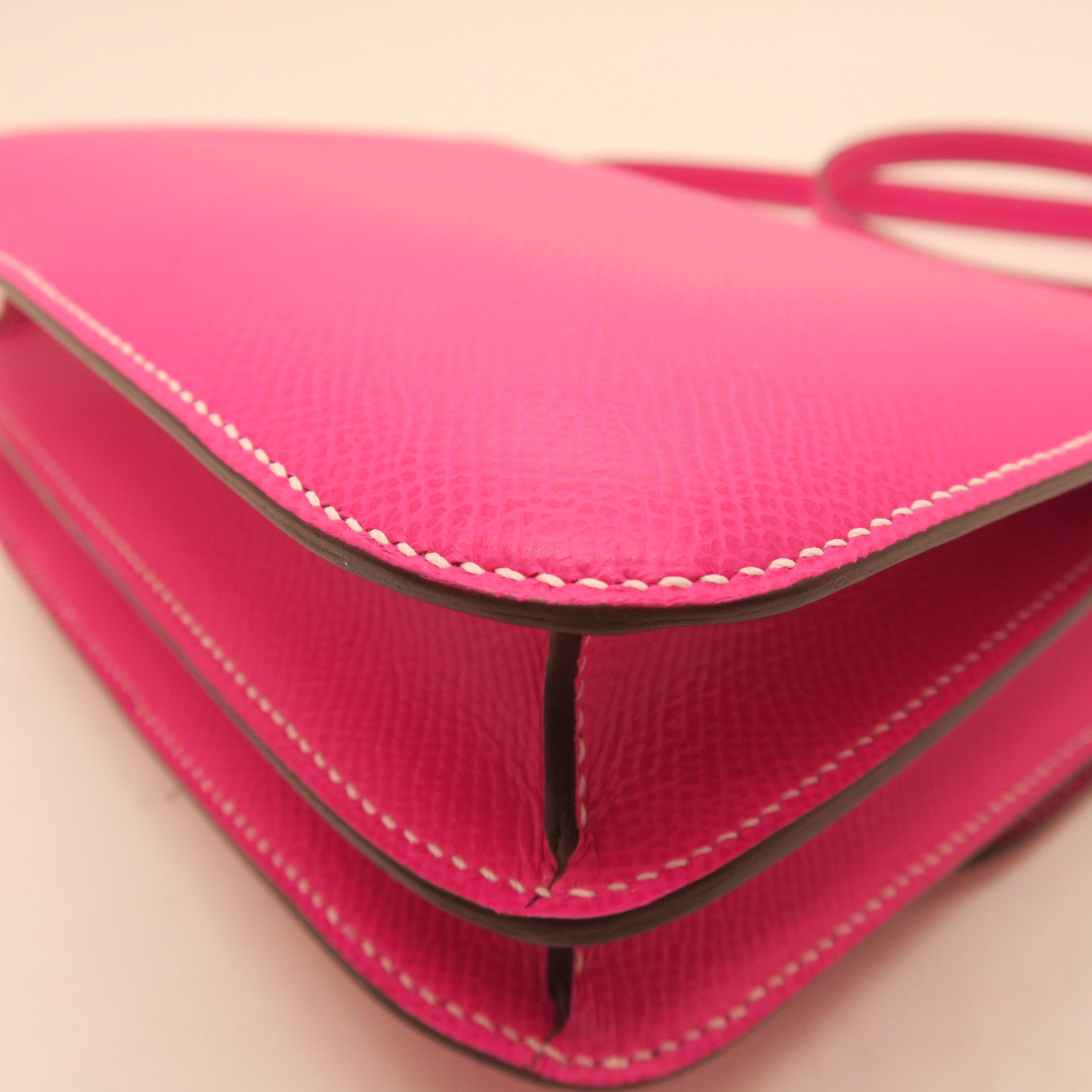 HERMES Epsom Leather Constance Mini Gold Buckle Shoulder Bag Rose