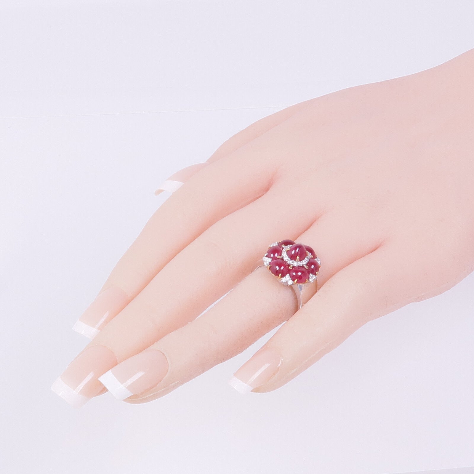 JEWELRY 18K黃金/白金/玫瑰金Ruby Diamond Ring紅寶石/鑽石戒指US#6