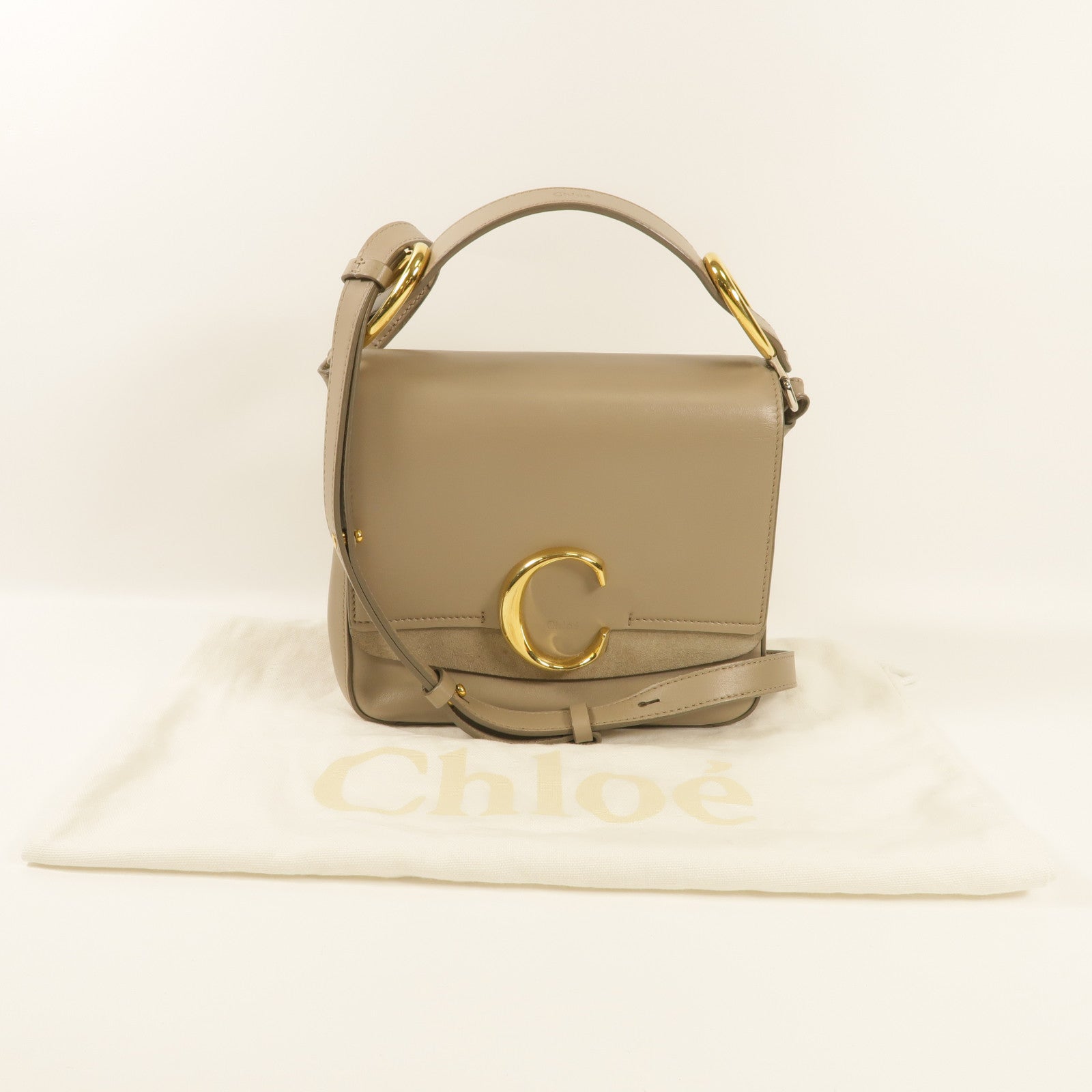 Chloe 【激減優惠】牛皮皮革C Bag金扣手挽肩背兩用袋