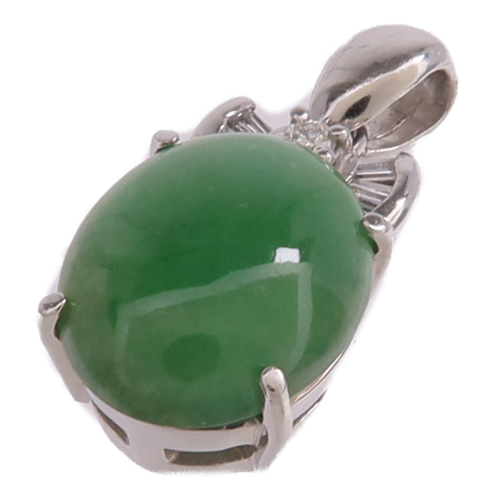 JEWELRY 【激減優惠】PT900鉑金Jade Diamond Pendant Top翡翠/鑽石吊墜