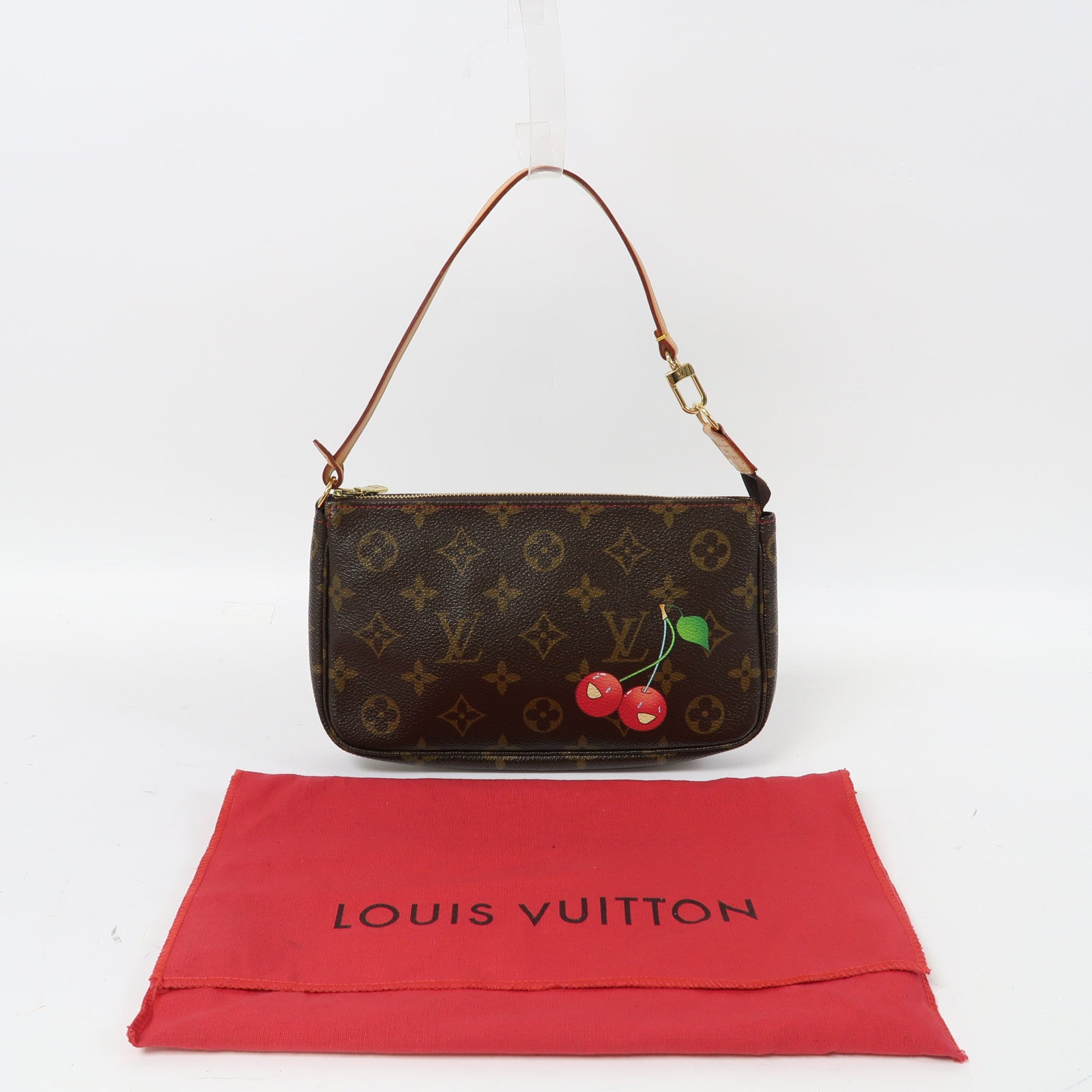 LOUIS VUITTON Monogram Pochette Accessoires金扣手挽袋啡色