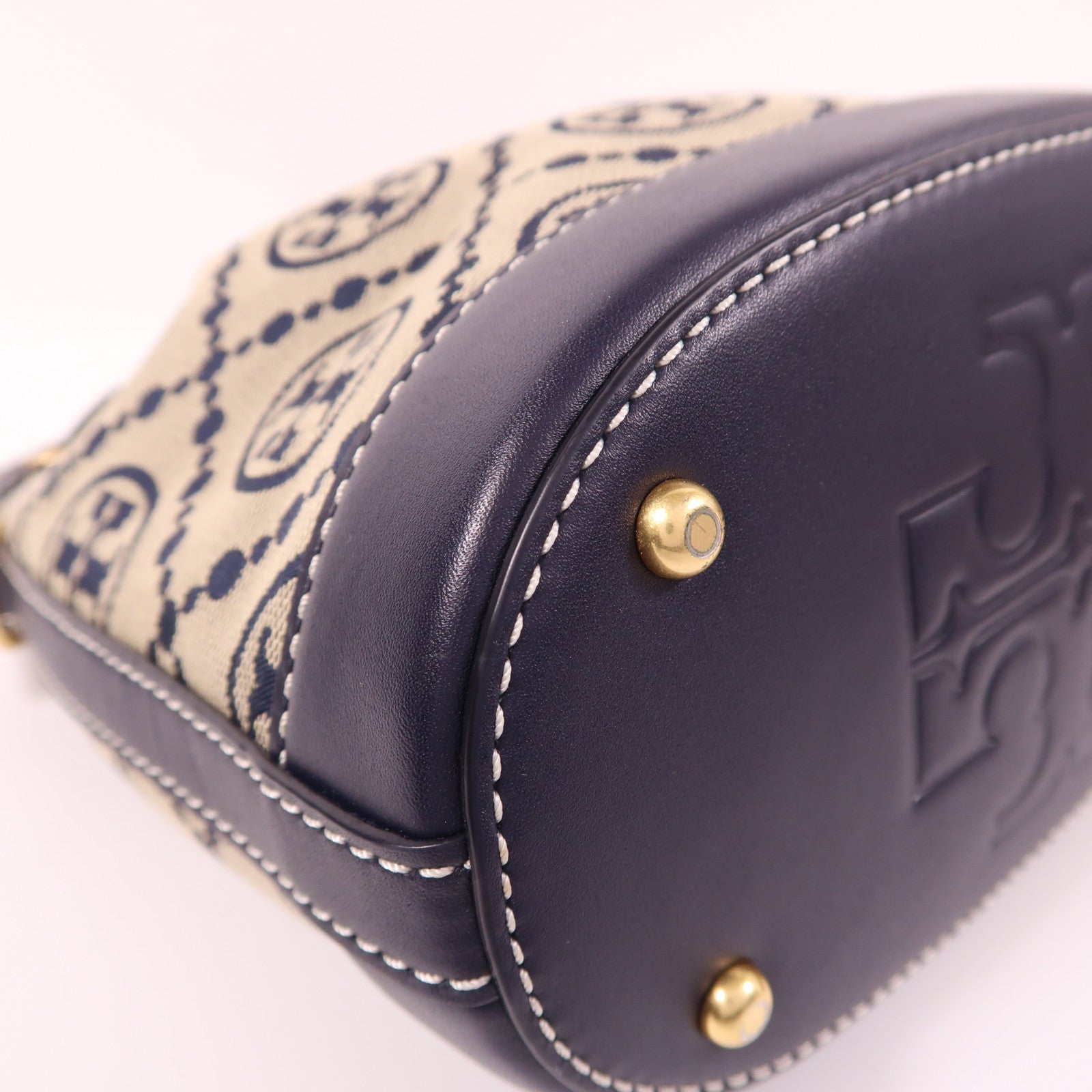 Tory Burch 帆布Bucket Bag金扣手挽肩背兩用袋