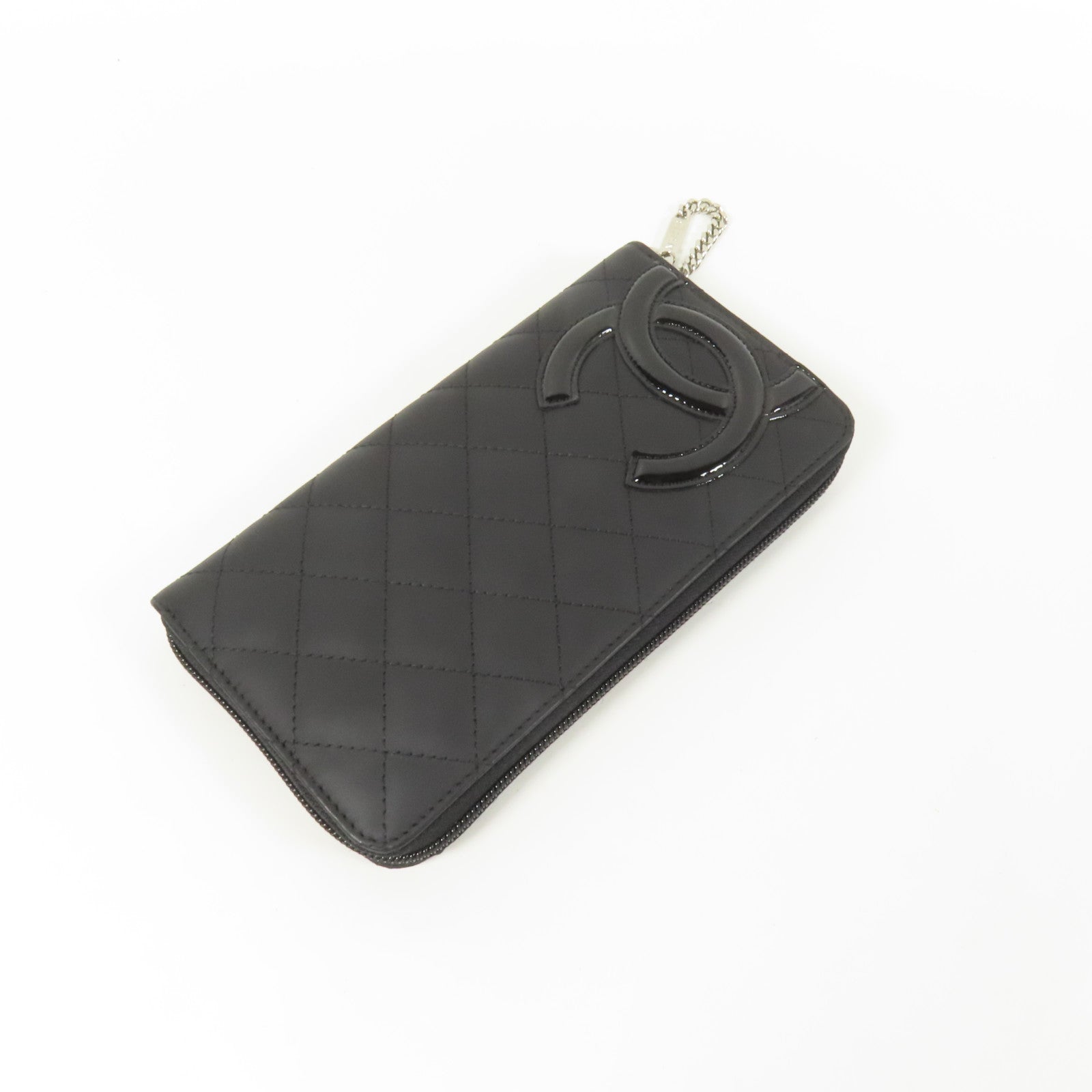 CHANEL 牛皮皮革Cambon銀扣長錢包