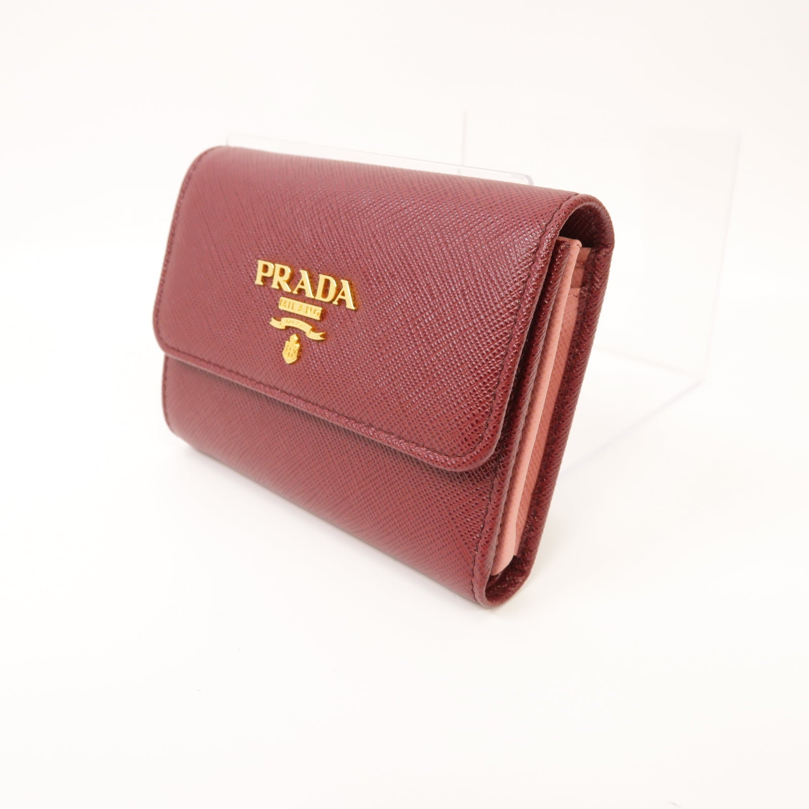 PRADA 牛皮皮革Wallet金扣錢包紅色