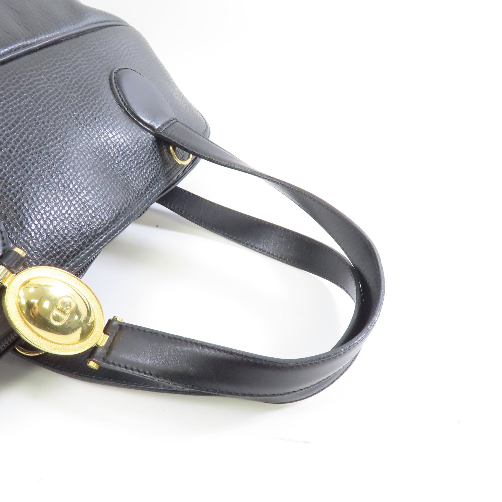 Dior 牛皮皮革Handbag金扣手挽袋黑色