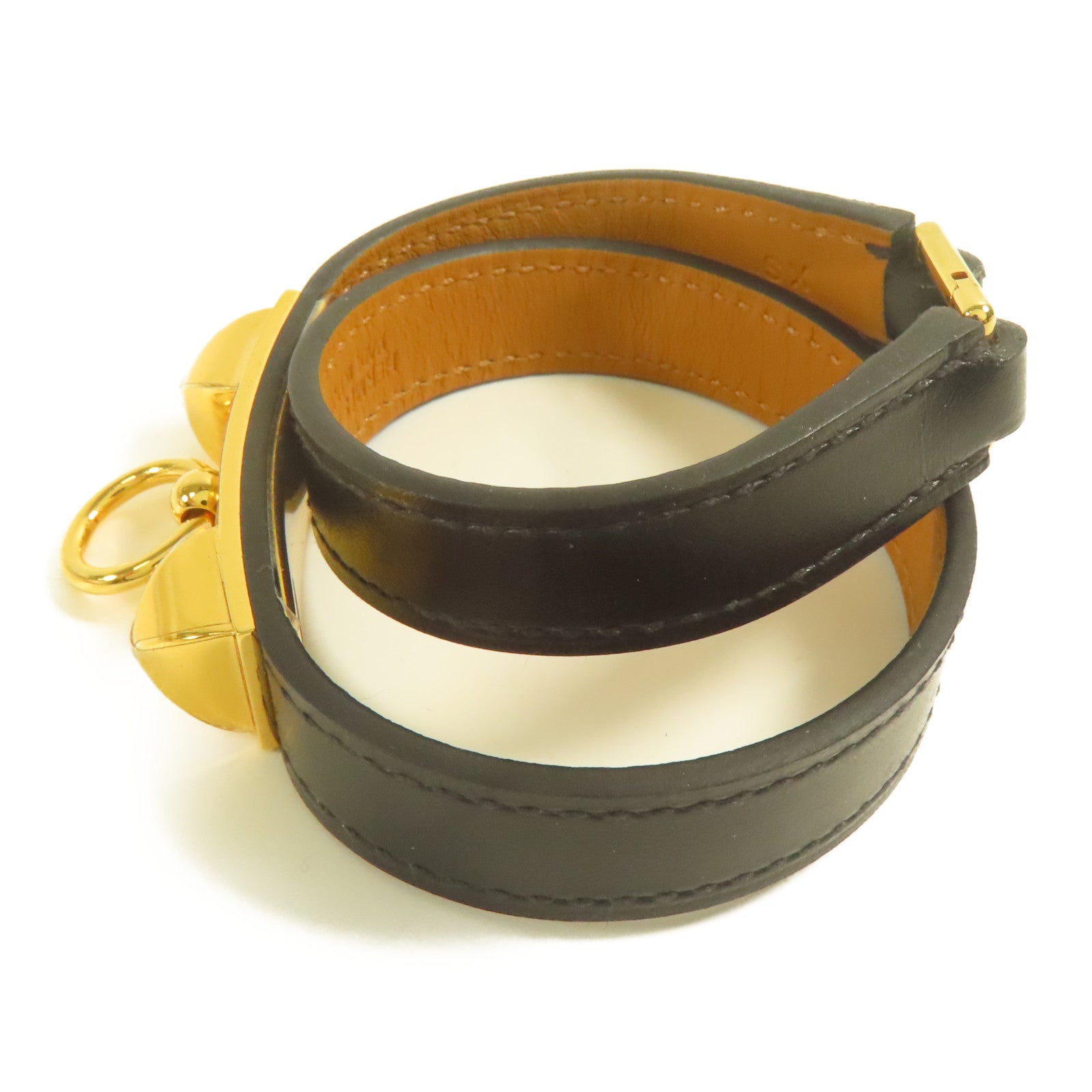 HERMES 皮革CDC Bracelet XS金扣手帶Noir