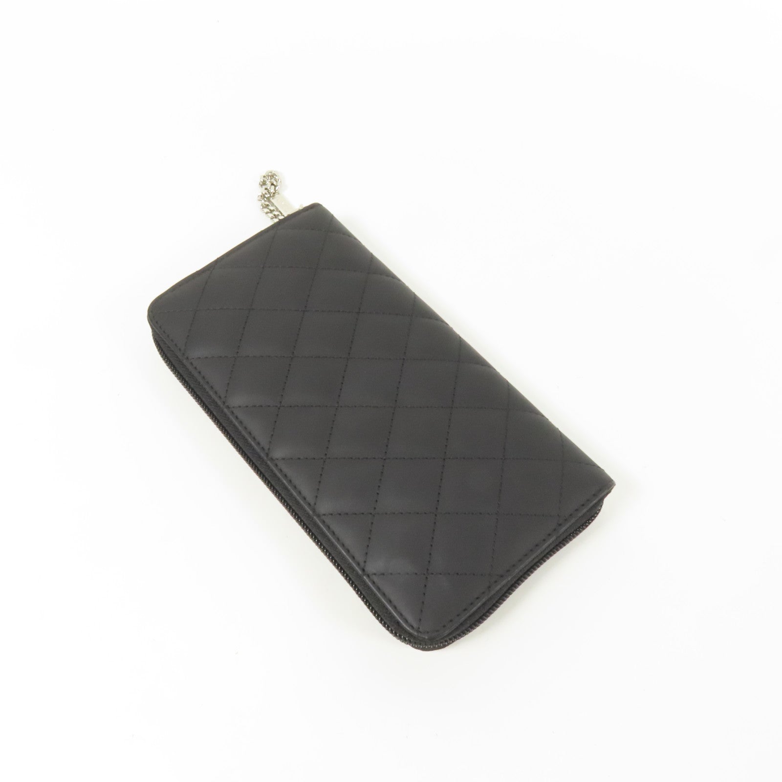 CHANEL 牛皮皮革Cambon銀扣長錢包