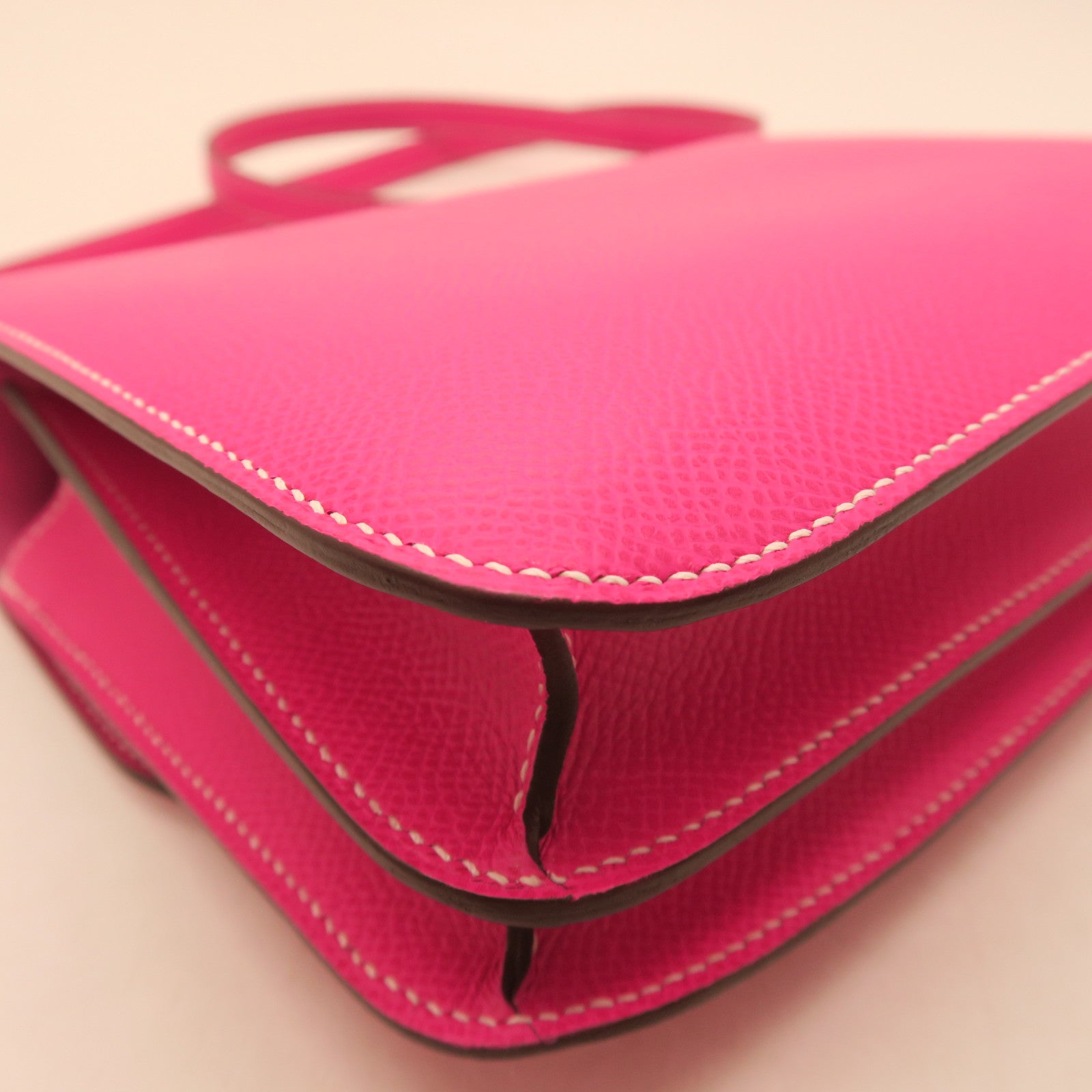 HERMES Epsom Leather Constance Mini Gold Buckle Shoulder Bag Rose