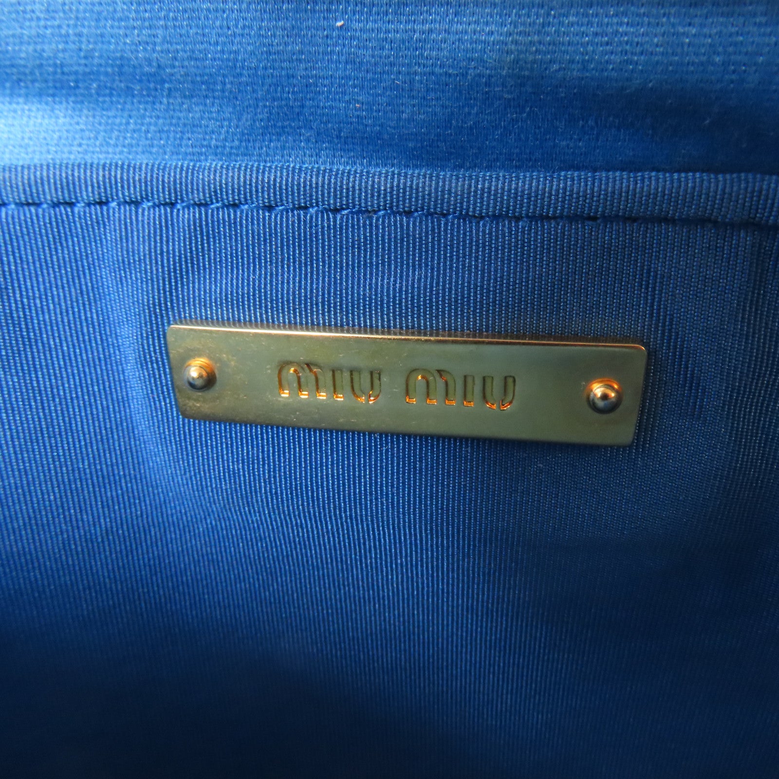 Miu Miu 帆布Pouch金扣手拿包藍色