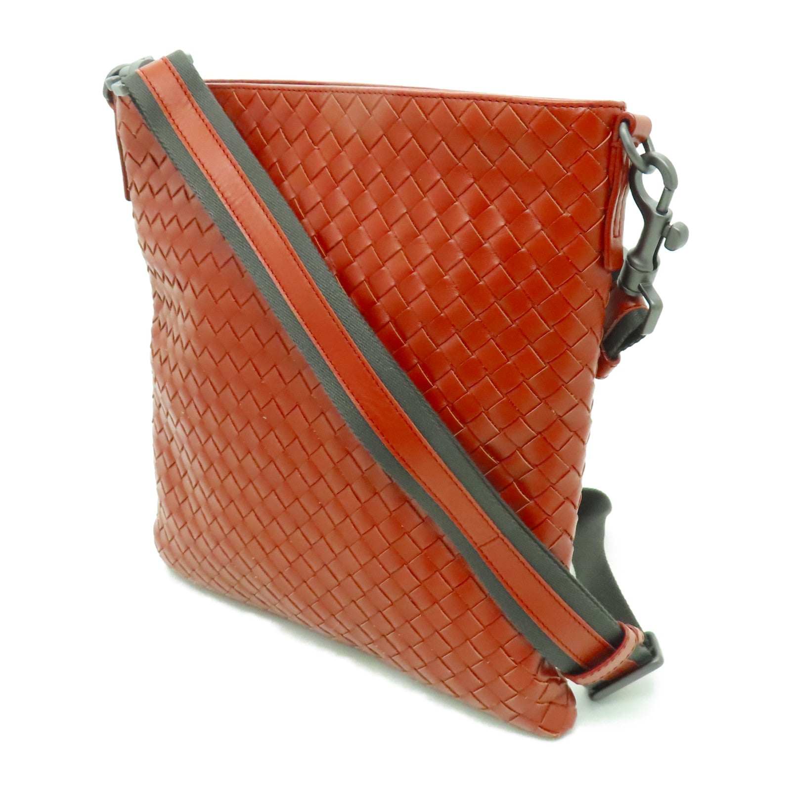 BOTTEGA VENETA 【激減優惠】織紋皮革Cross Carry Bag肩背袋紅色