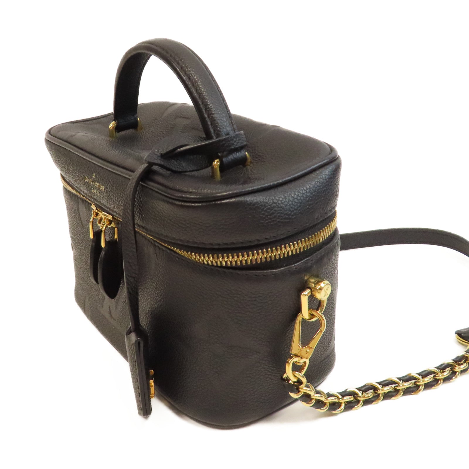 LOUIS VUITTON Monogram Empreinte Vanity PM金扣鏈帶手挽肩背兩用袋黑色