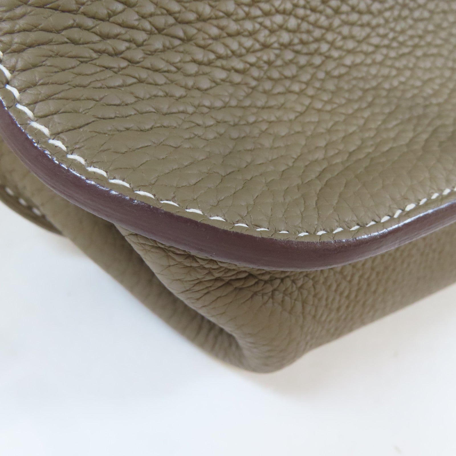 HERMES Clemence皮革Halzan 31金扣手挽肩背兩用袋Etoupe/大象灰色