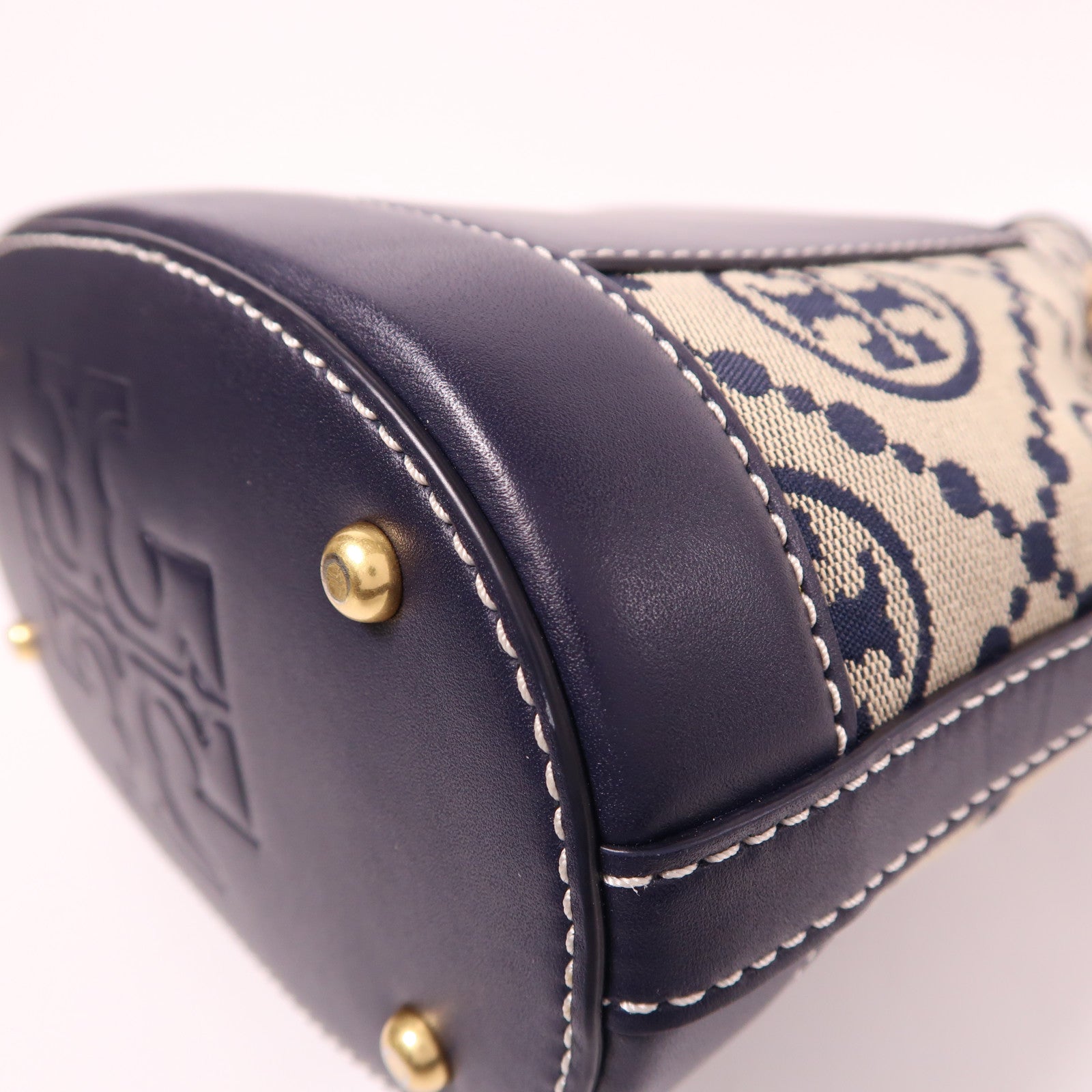 Tory Burch 帆布Bucket Bag金扣手挽肩背兩用袋