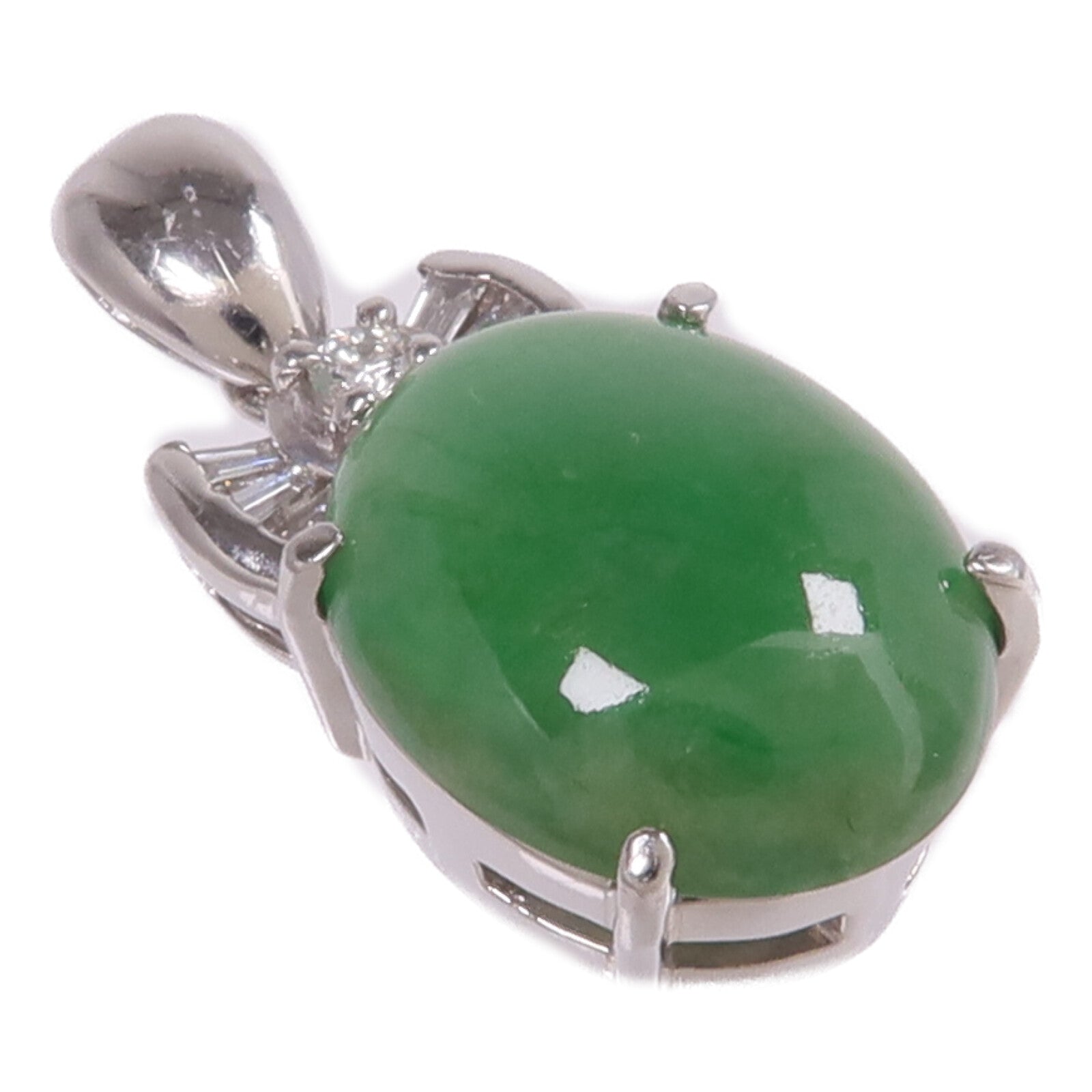 JEWELRY 【激減優惠】PT900鉑金Jade Diamond Pendant Top翡翠/鑽石吊墜