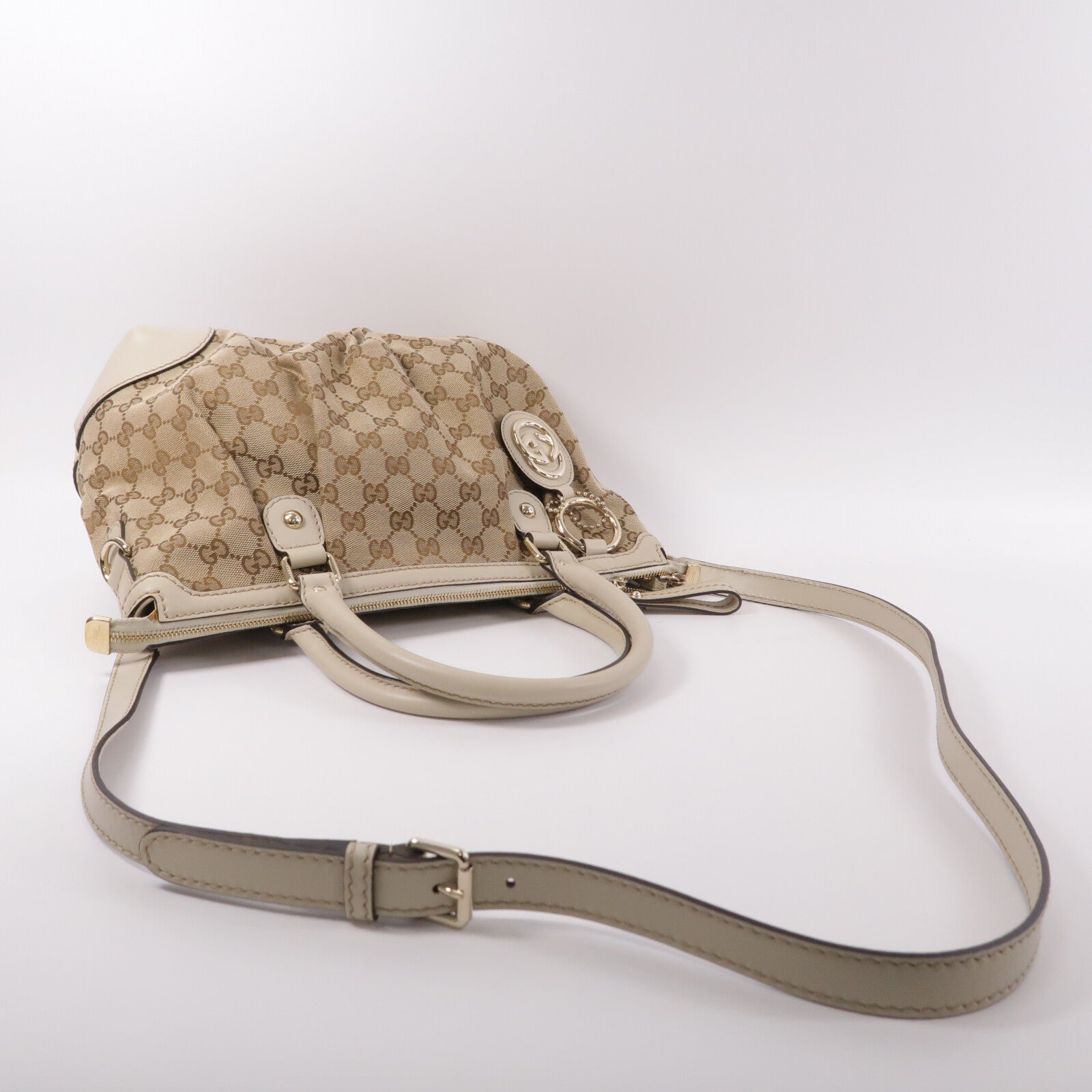 GUCCI 牛皮皮革/帆布2 Way Shoulder手挽肩背兩用袋