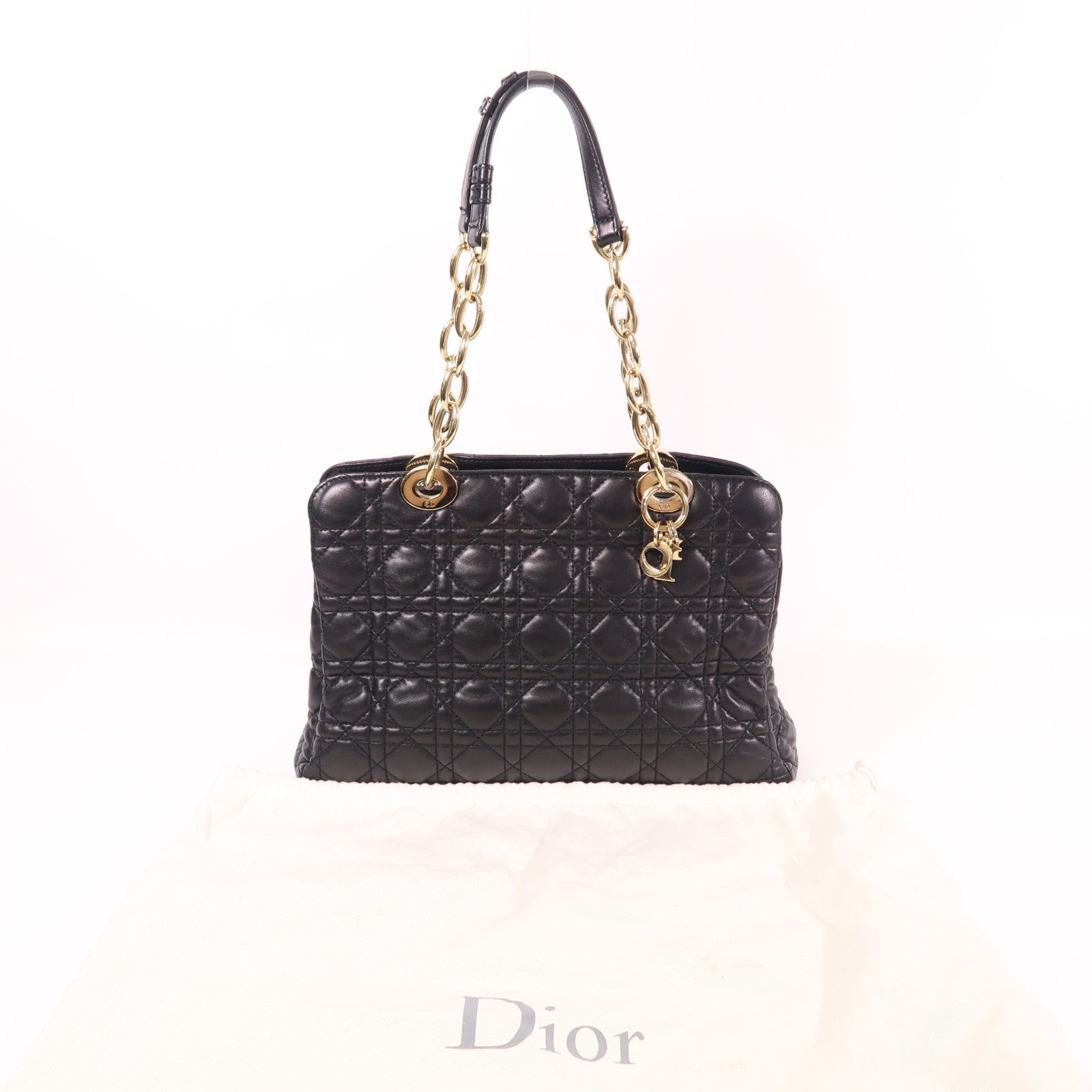 Dior 羊皮皮革Lady Dior Shopping Tote金扣鏈帶肩背袋