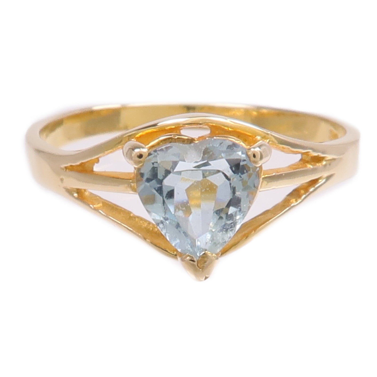 JEWELRY 【激減優惠】14K黃金Aquamarine Ring藍晶戒指US#6