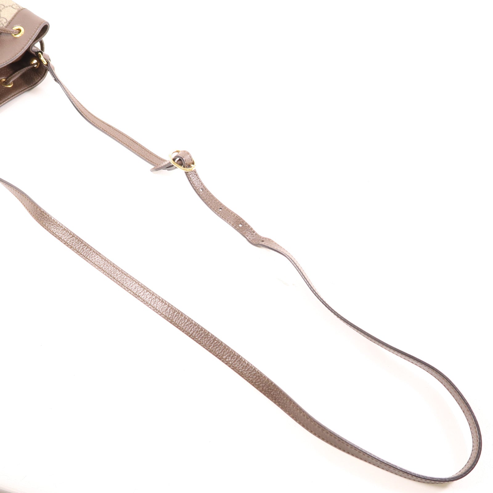 GUCCI 塗層帆布Ophidia GG金扣肩背袋棕色