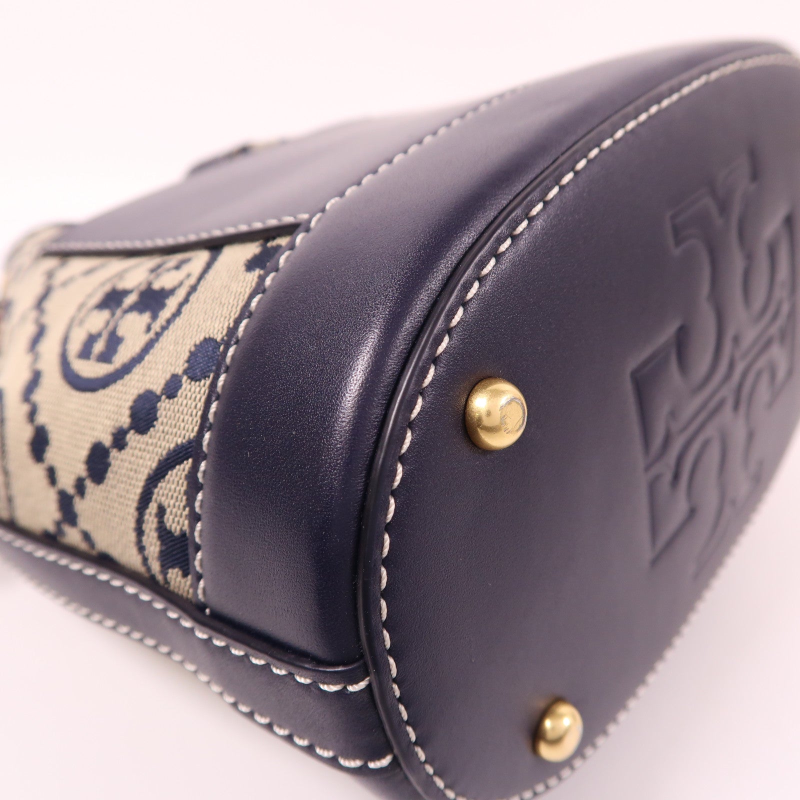 Tory Burch 帆布Bucket Bag金扣手挽肩背兩用袋