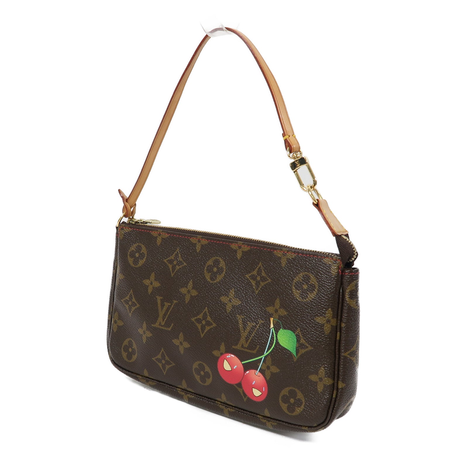 LOUIS VUITTON Monogram Pochette Accessoires金扣手挽袋啡色