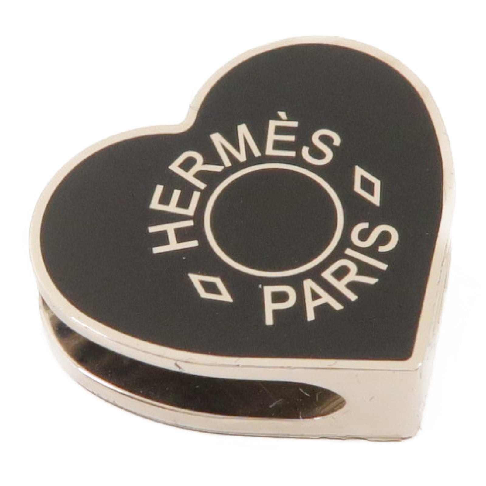 HERMES 金屬Heart Scarf Ring絲巾扣黑色/銀色
